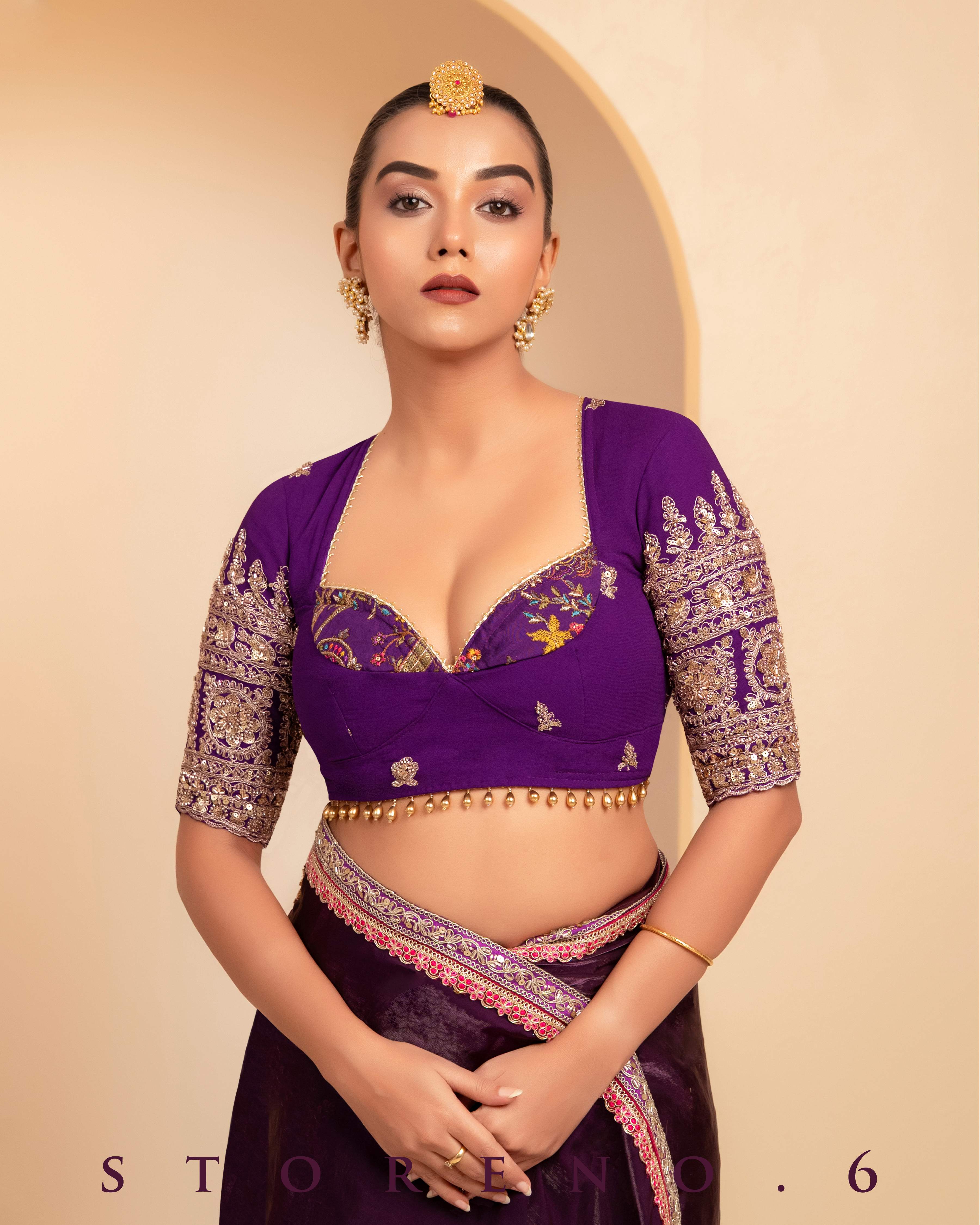 PLUM PALETTE SAREE WITH MAJESTIC MUSE BLOUSE