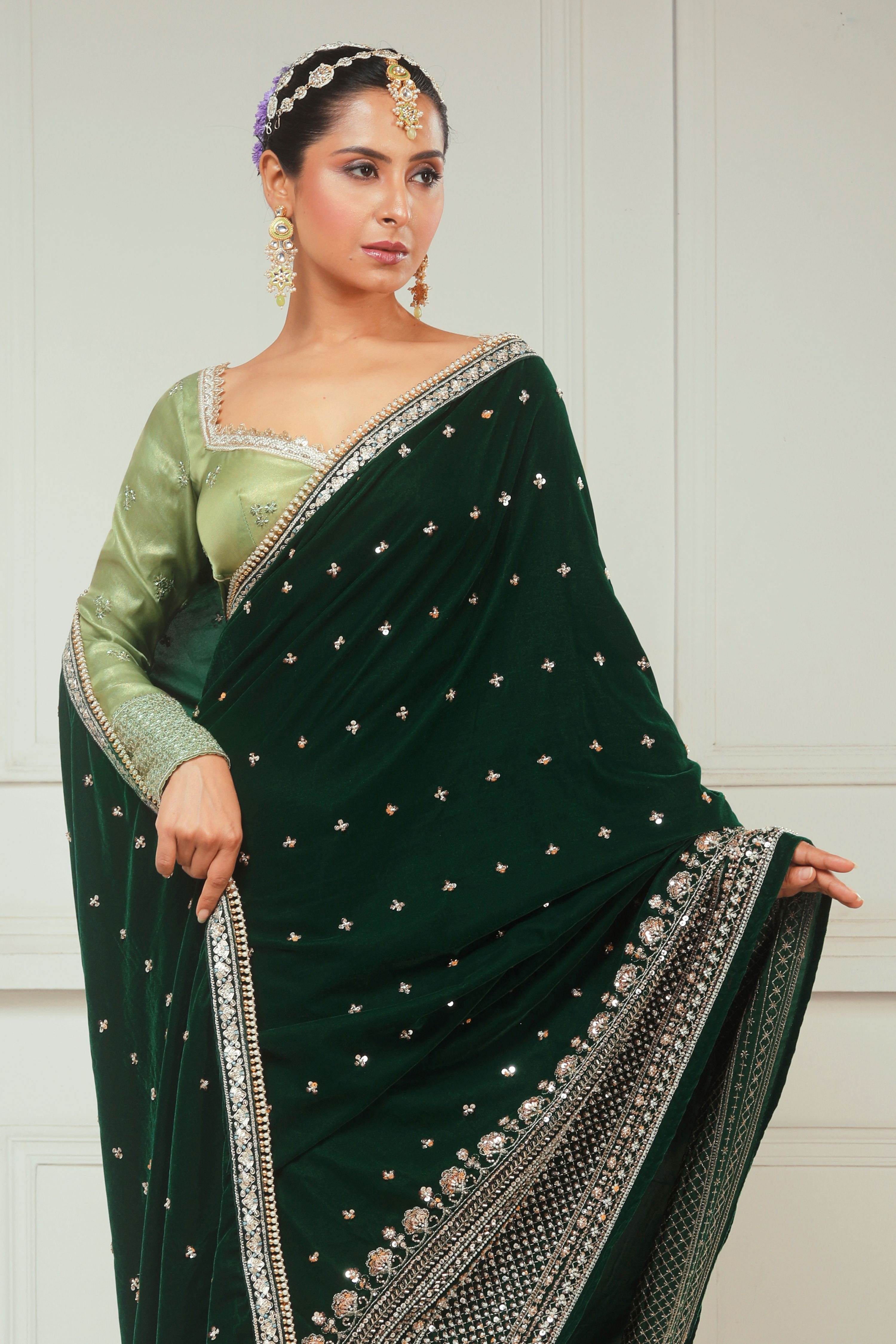 GARDEN GRANDEUR SAREE WITH SAGE FANTASY BLOUSE