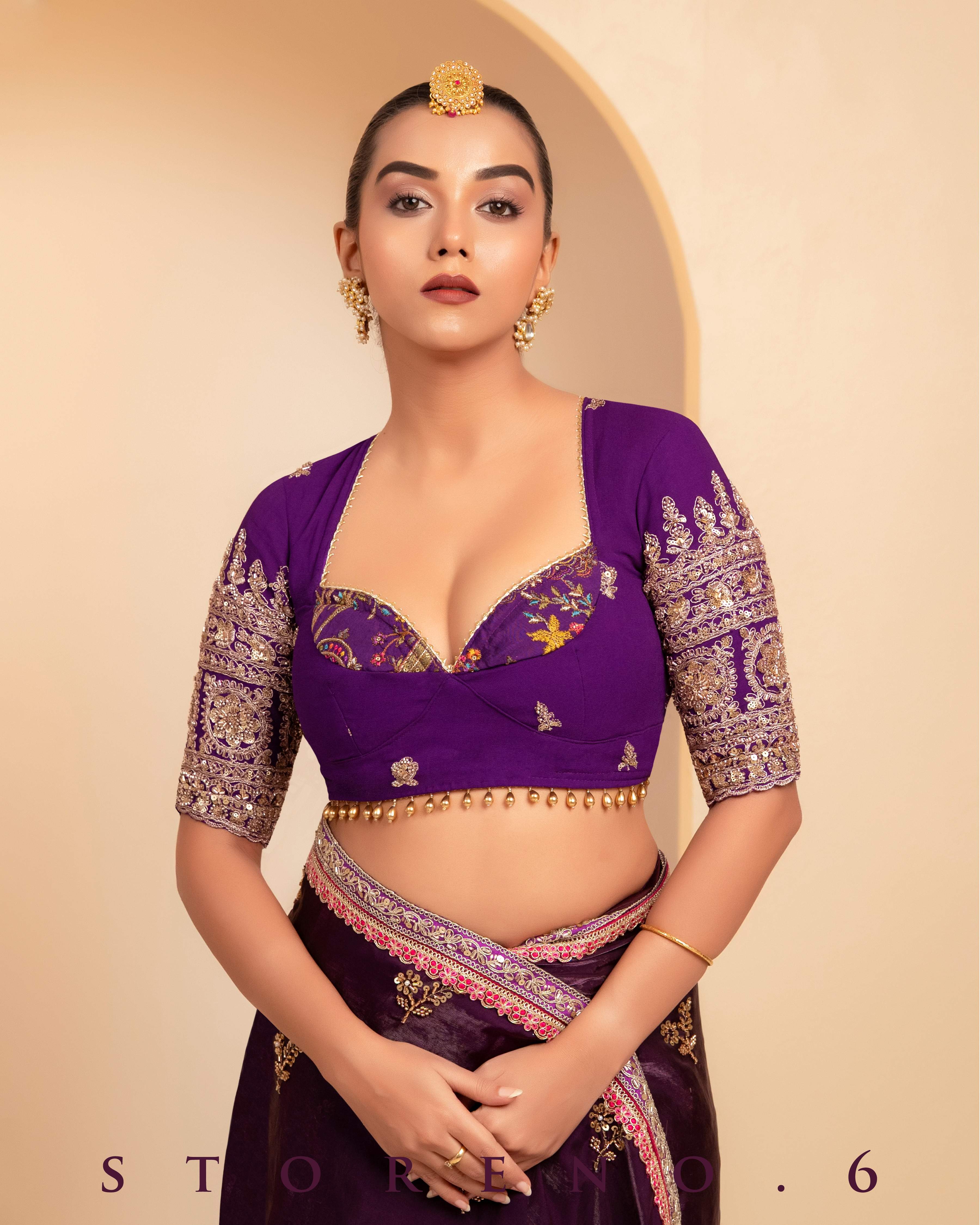 PLUM PALETTE SAREE WITH MAJESTIC MUSE BLOUSE