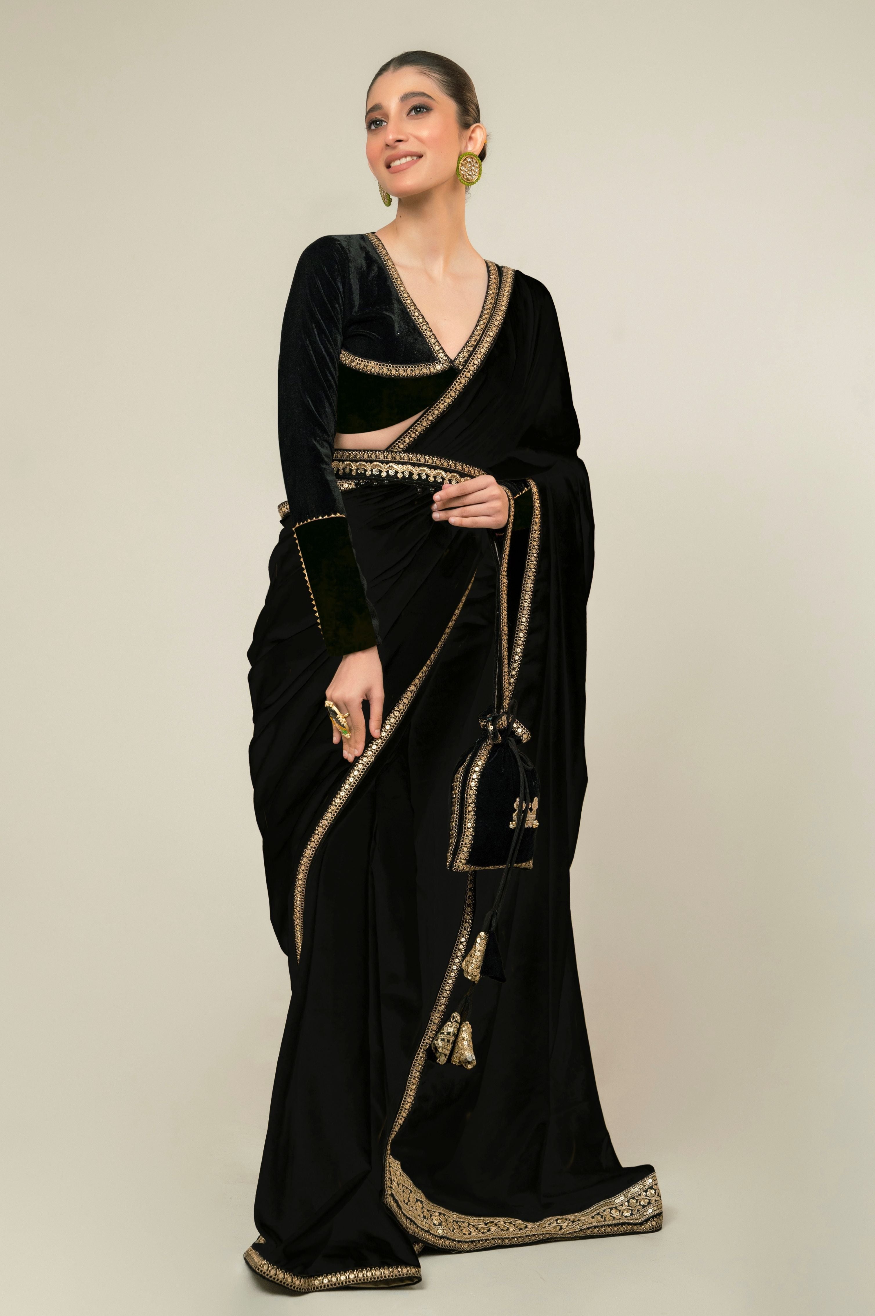 VELVET VANITY SAREE WITH MIDNIGHT CHARM BLOUSE