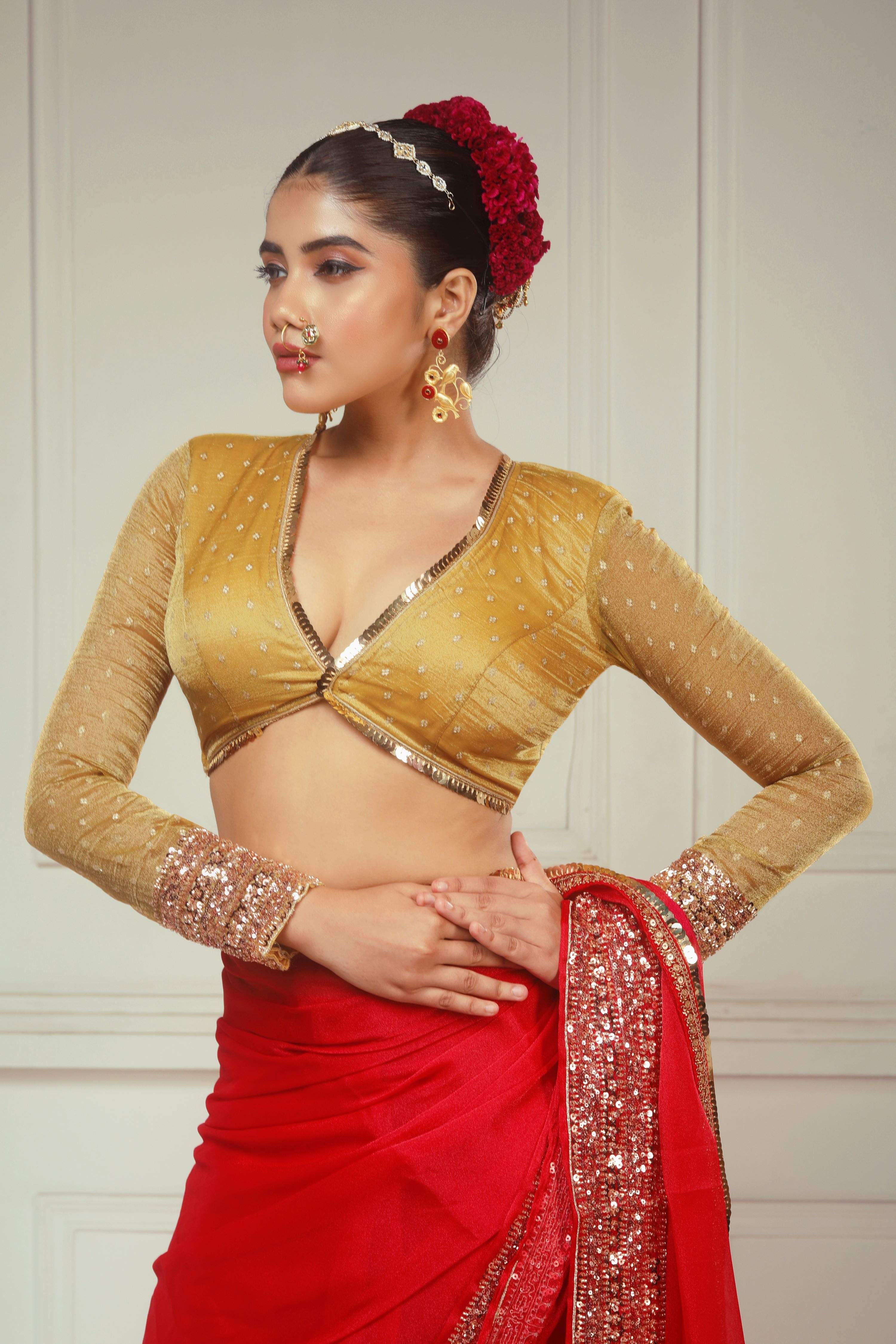 CRIMSON DESIRE SAREE WITH ROYAL DESIRE BLOUSE