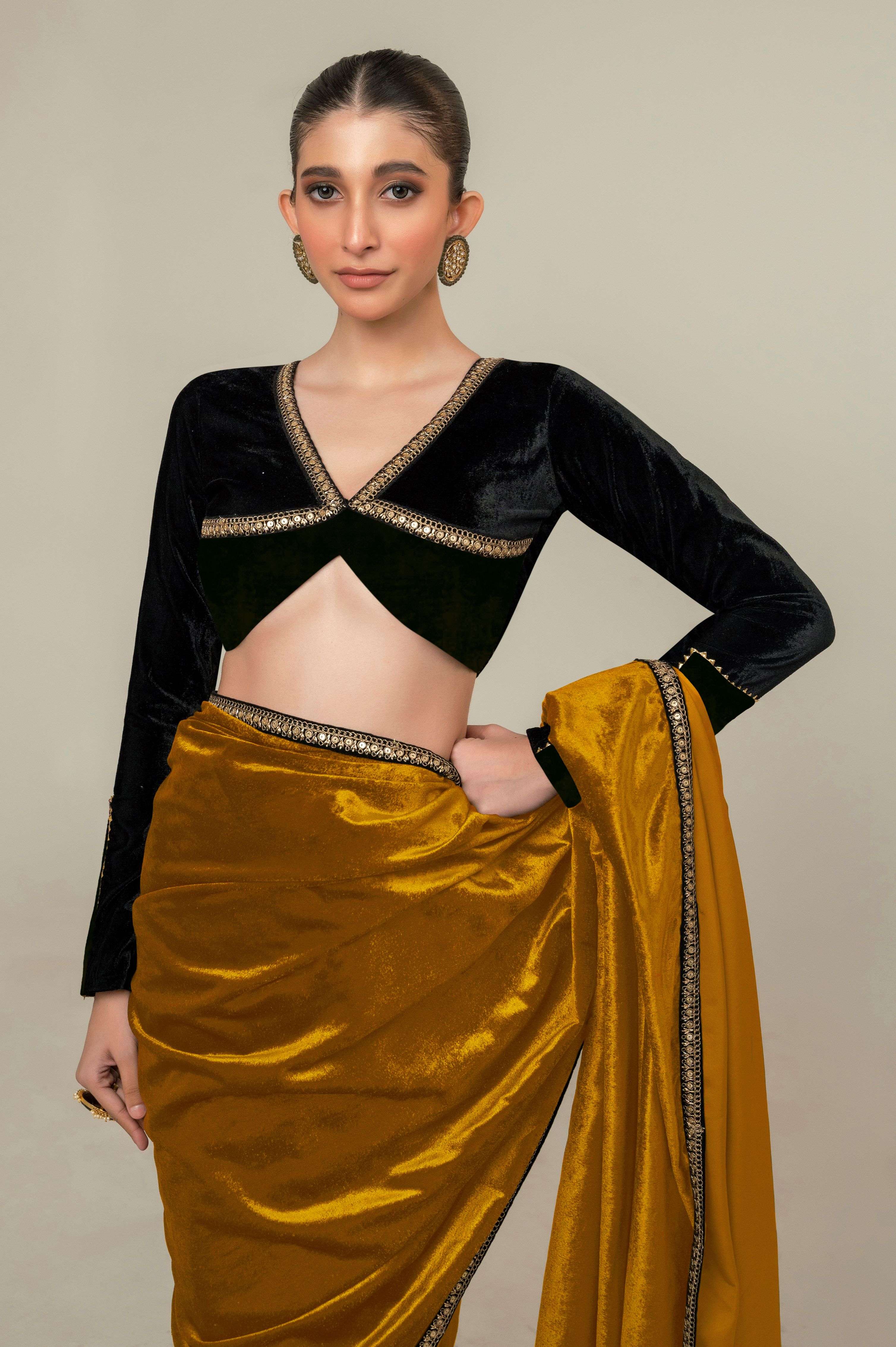 HONEY HEIRLOOM SAREE WITH MIDNIGHT CHARM BLOUSE