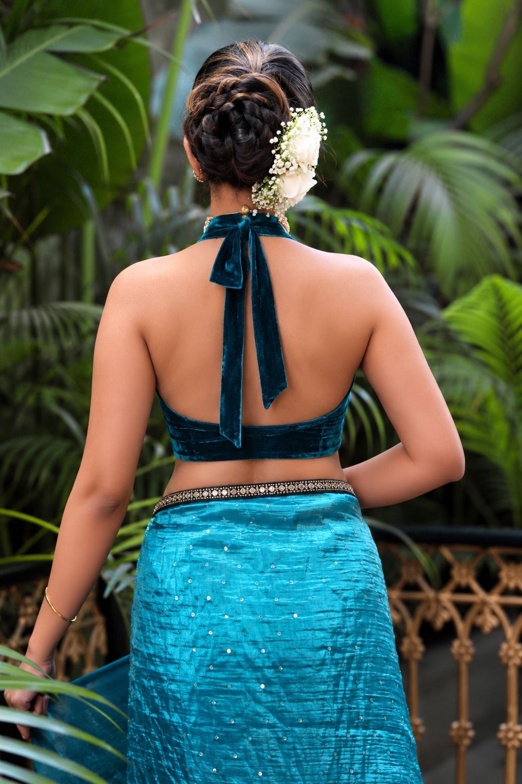 TEAL TEMPTATION SAREE WITH QUIRKEY QUEST BLOUSE