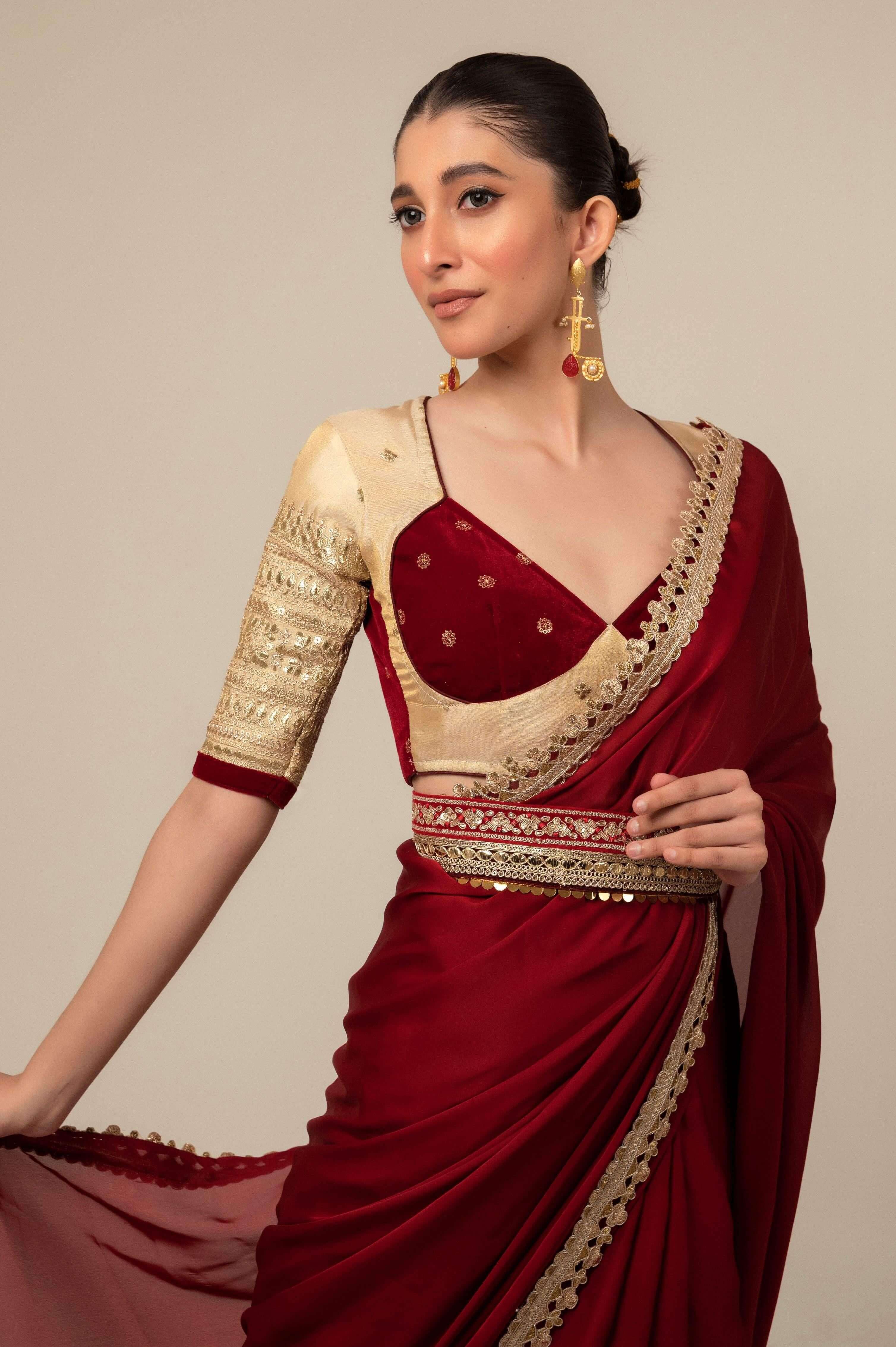 MOOD MUSE SAREE WITH CHERRY VANILLA BLOUSE.