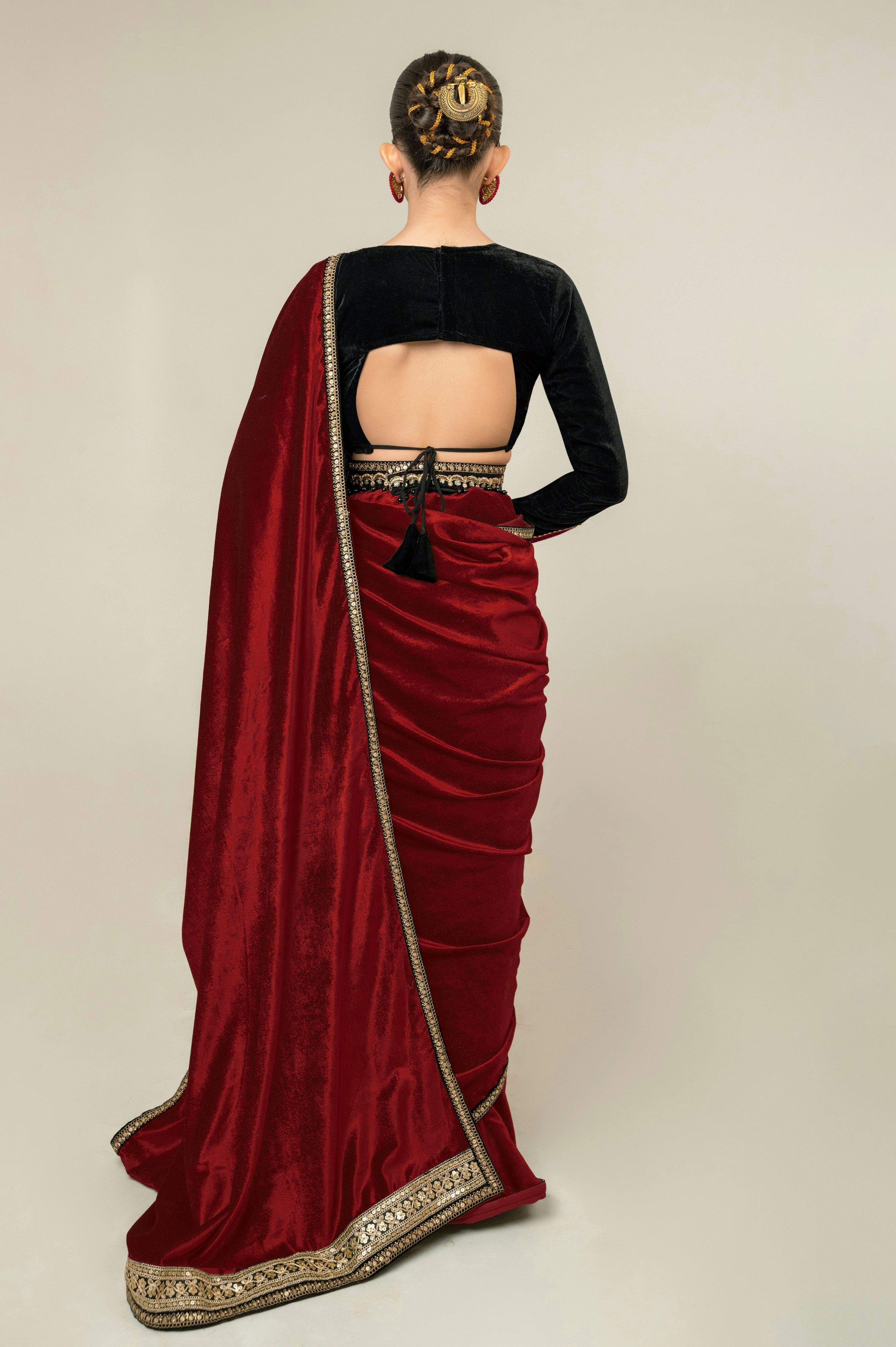 RUBY ROUGE SAREE AND BLOUSE SET