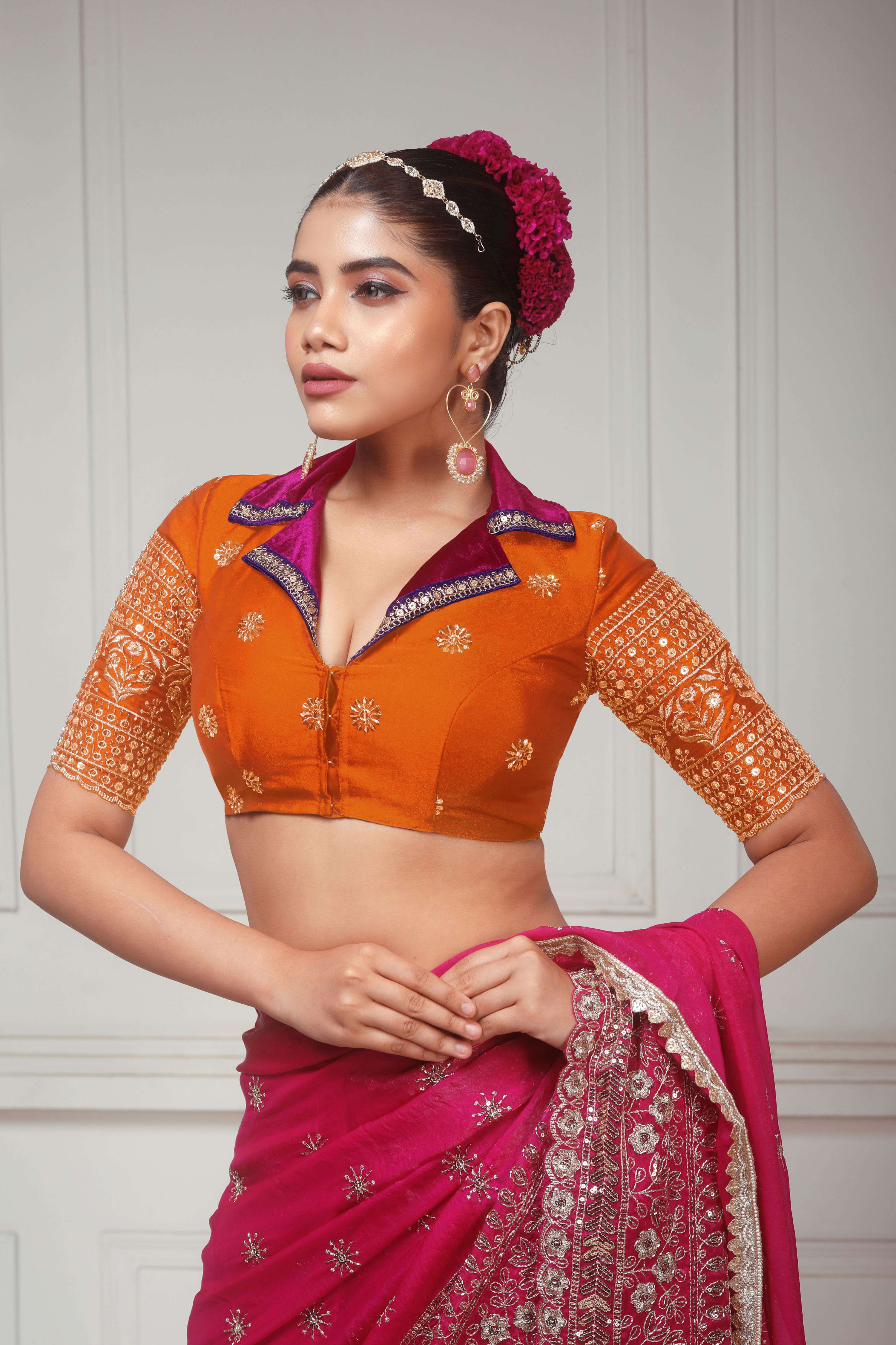 CANDY WILDFLOWER SAREE WITH TANGERINE CLASSIC BLOUSE