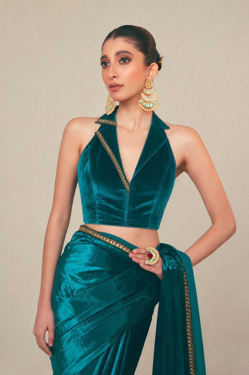 TEAL TEMPT SAREE WITH TEAL THRILL BLOUSE