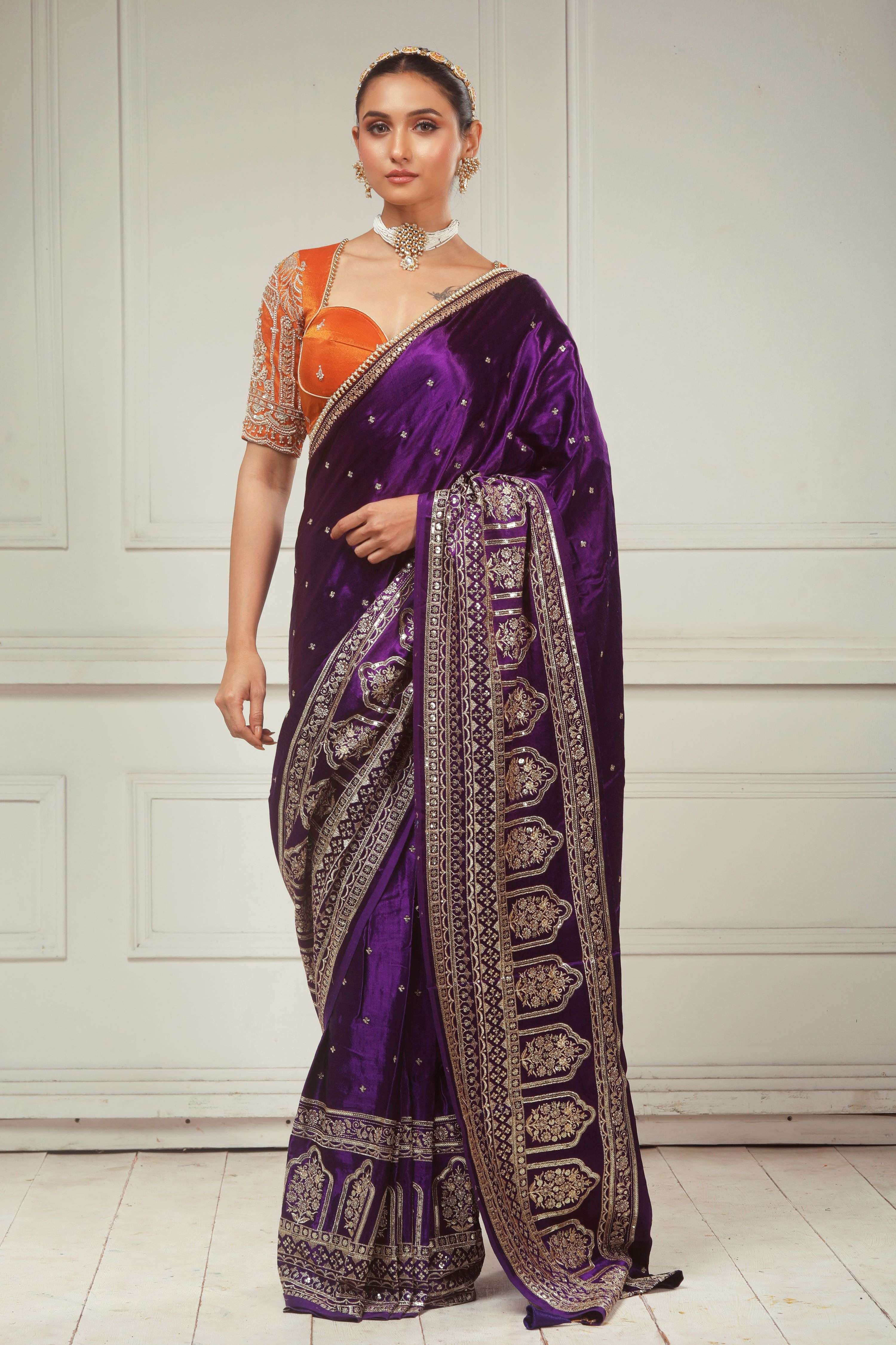 TIMELESS TEMPTATION SAREE WITH SAFFRON SYMPHONY BLOUSE