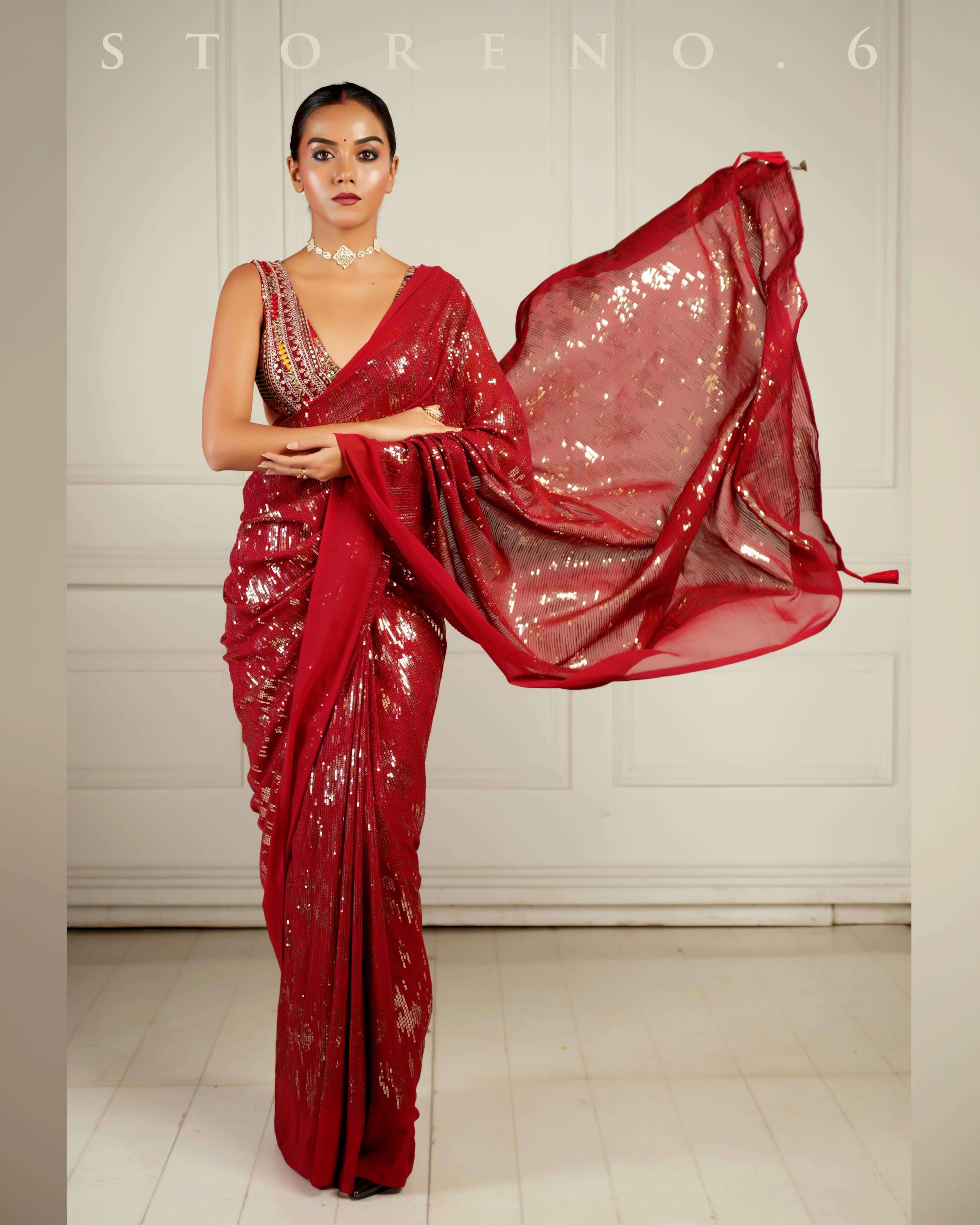 RUBY MARTINI COCKTAIL SAREE WITH SASS OF BERRY BLOUSE.