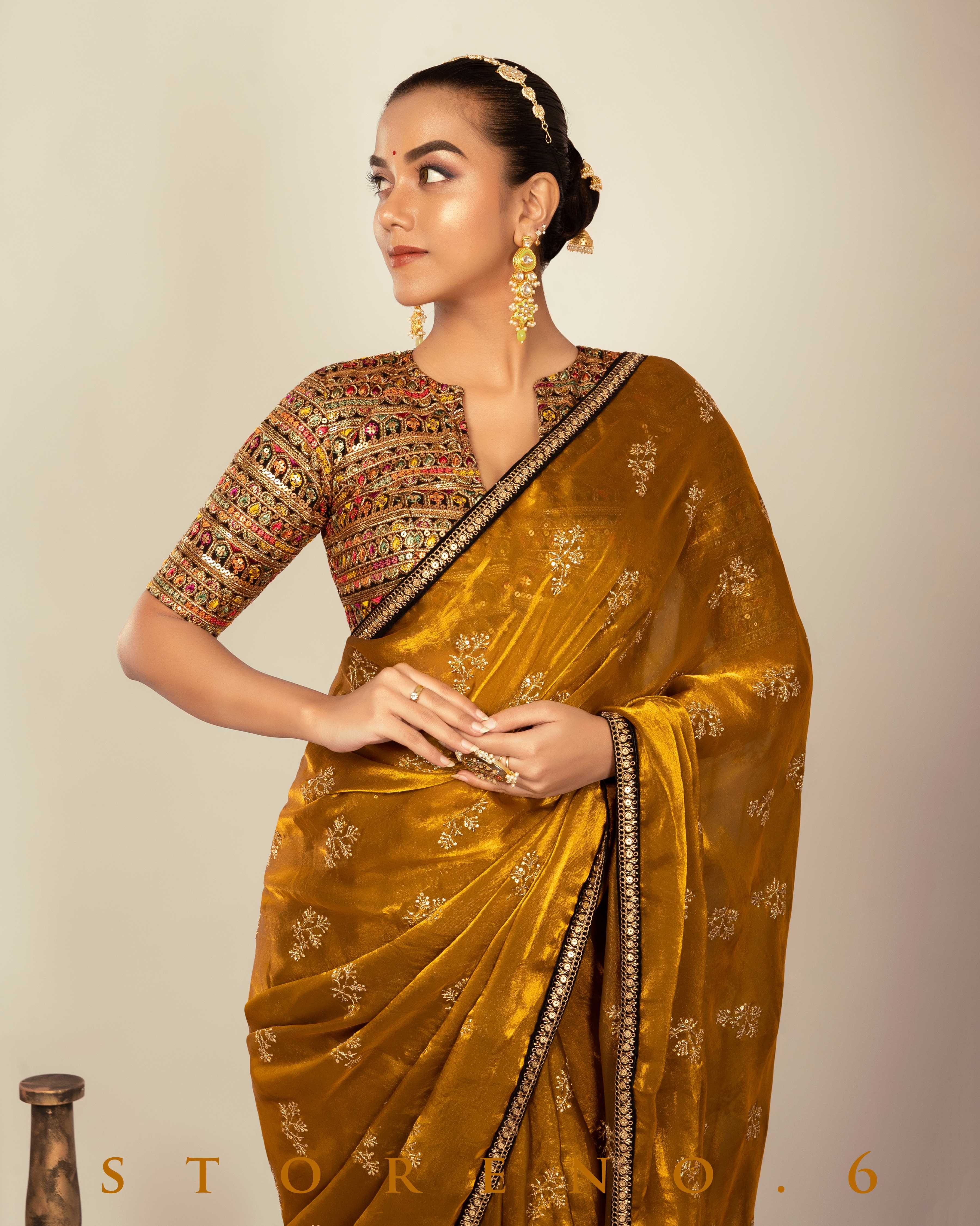 HONEY HORIZON SAREE WITH CLASSICAL CHARM BLOUSE