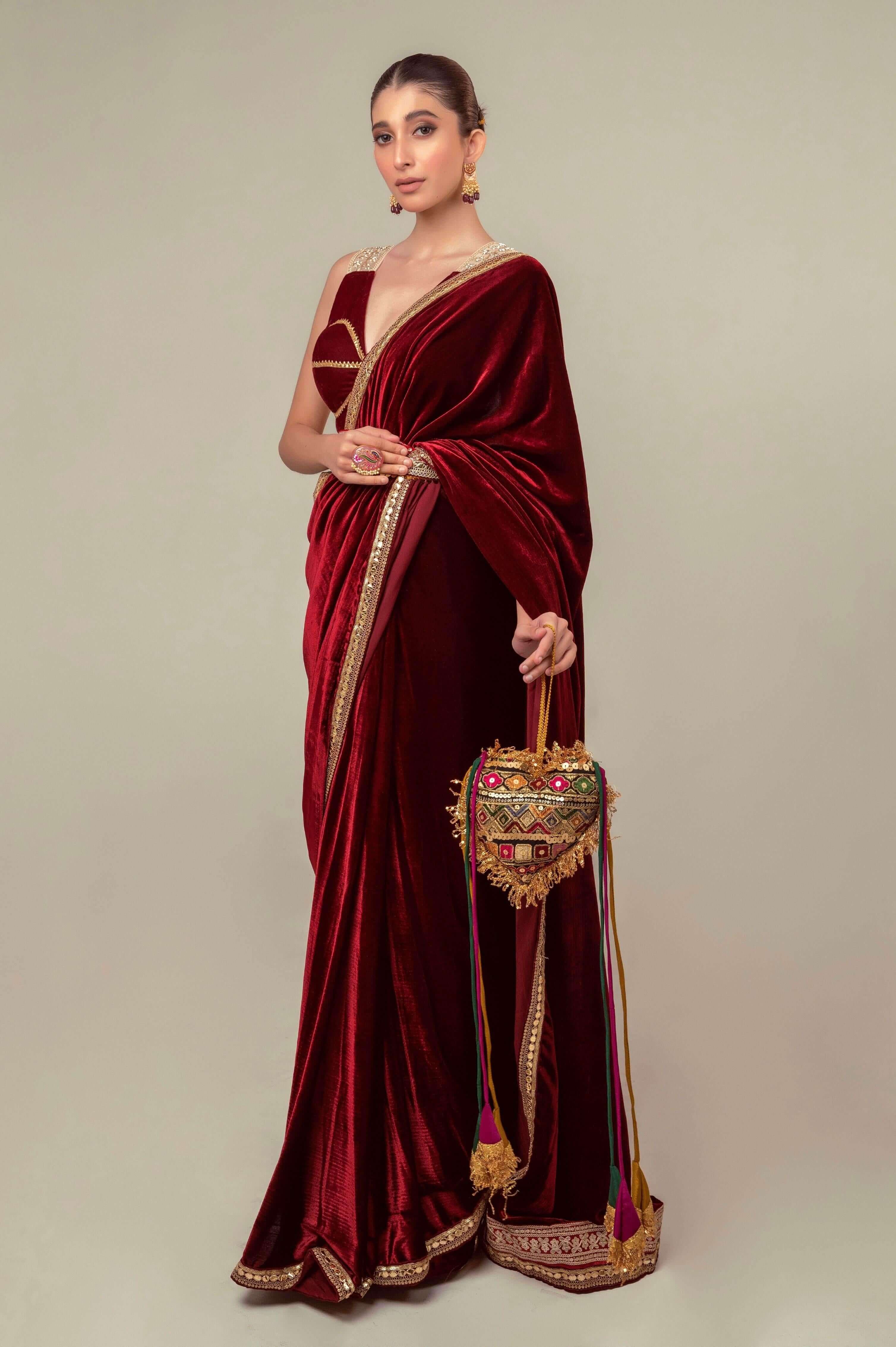 RUBY RUSH SAREE WITH MULBERRY MIST BLOUSE.