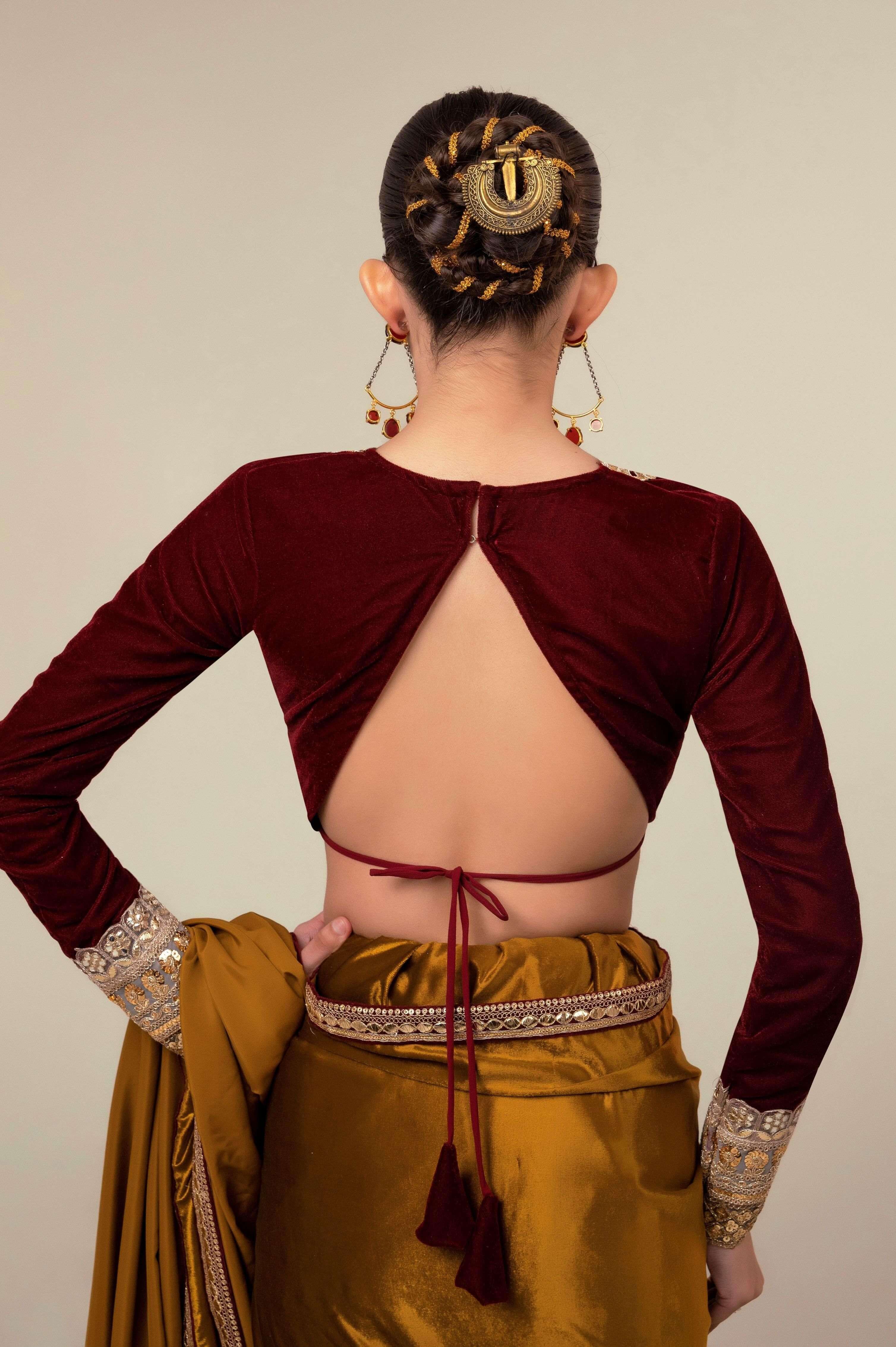 OXBLOOD EDGE BLOUSE.