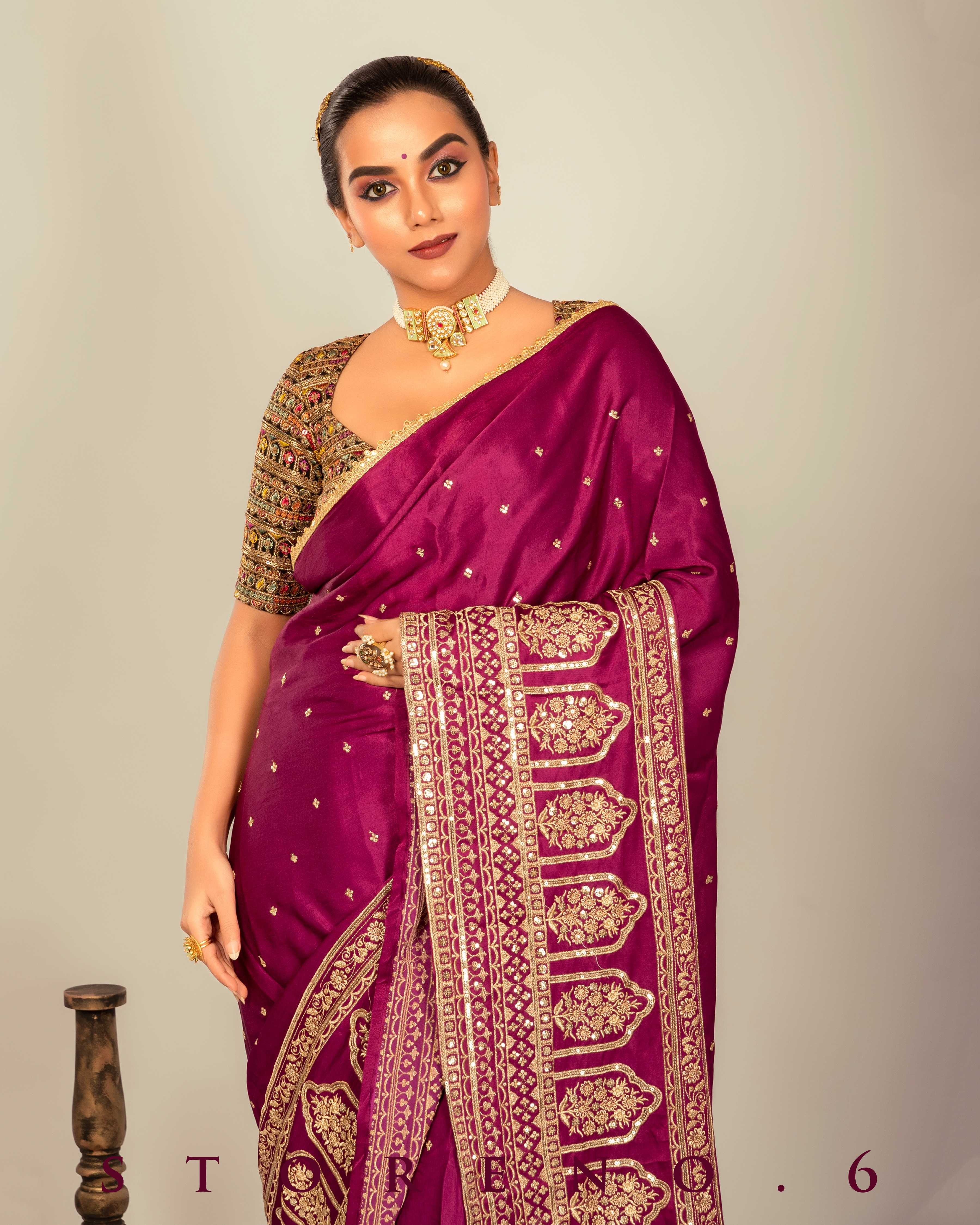 TIMELESS TWIRL SAREE WITH CHIC CHARM BLOUSE