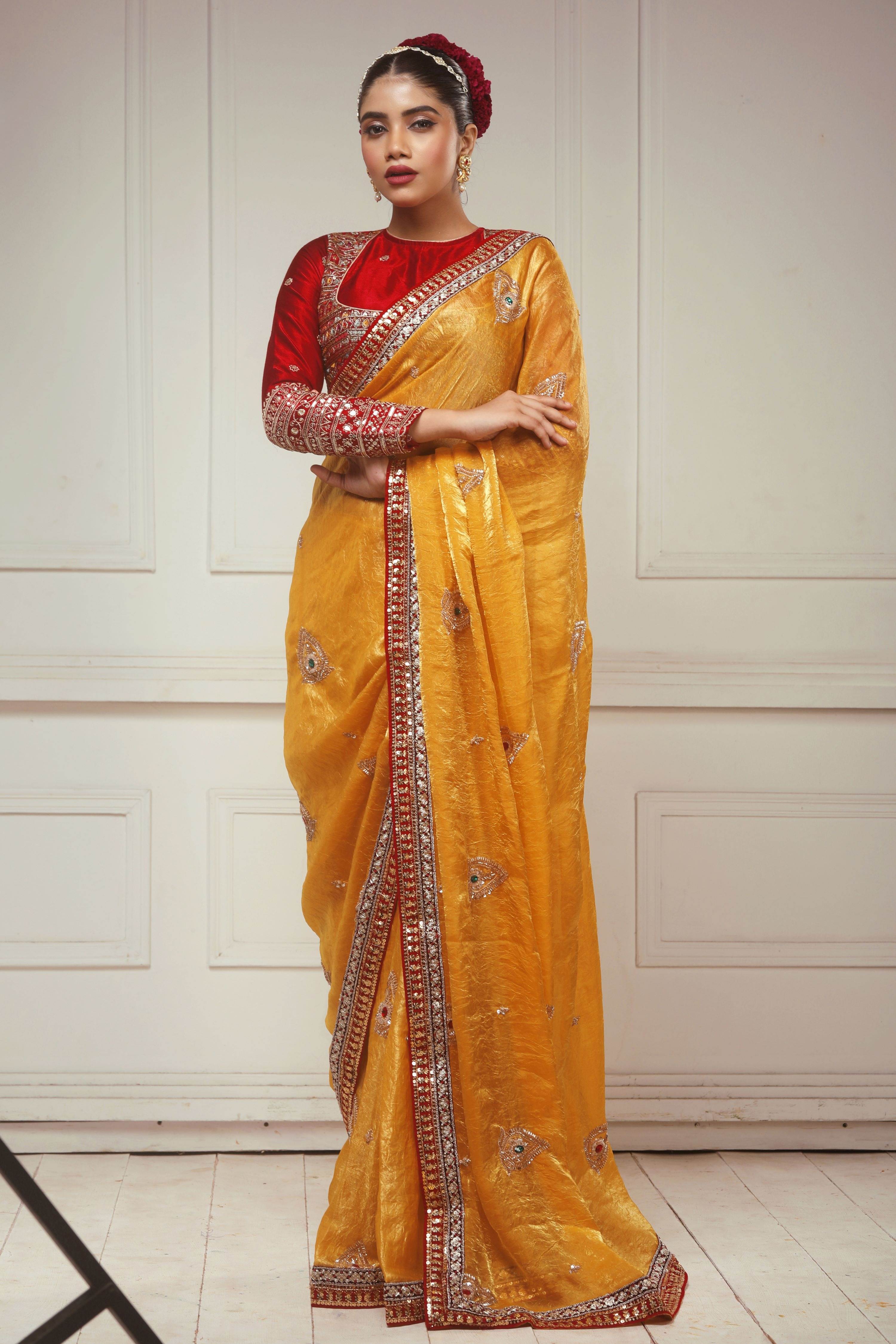 KUNDAN KATHA SAREE WITH ABSOLUTE APPEAL BLOUSE