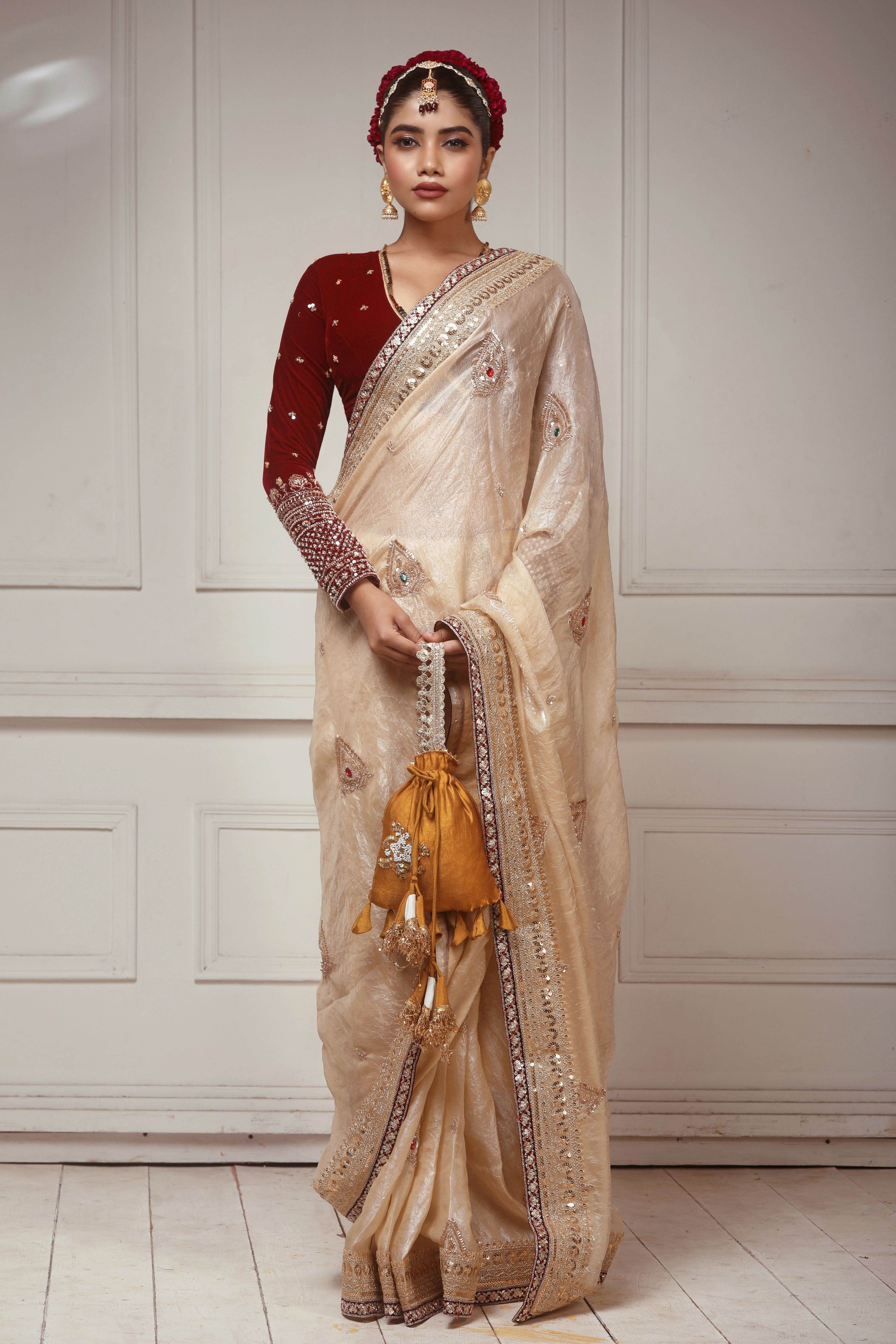 SHAHI SHRINGAR SAREE WITH GARNET GRANDEUR BLOUSE