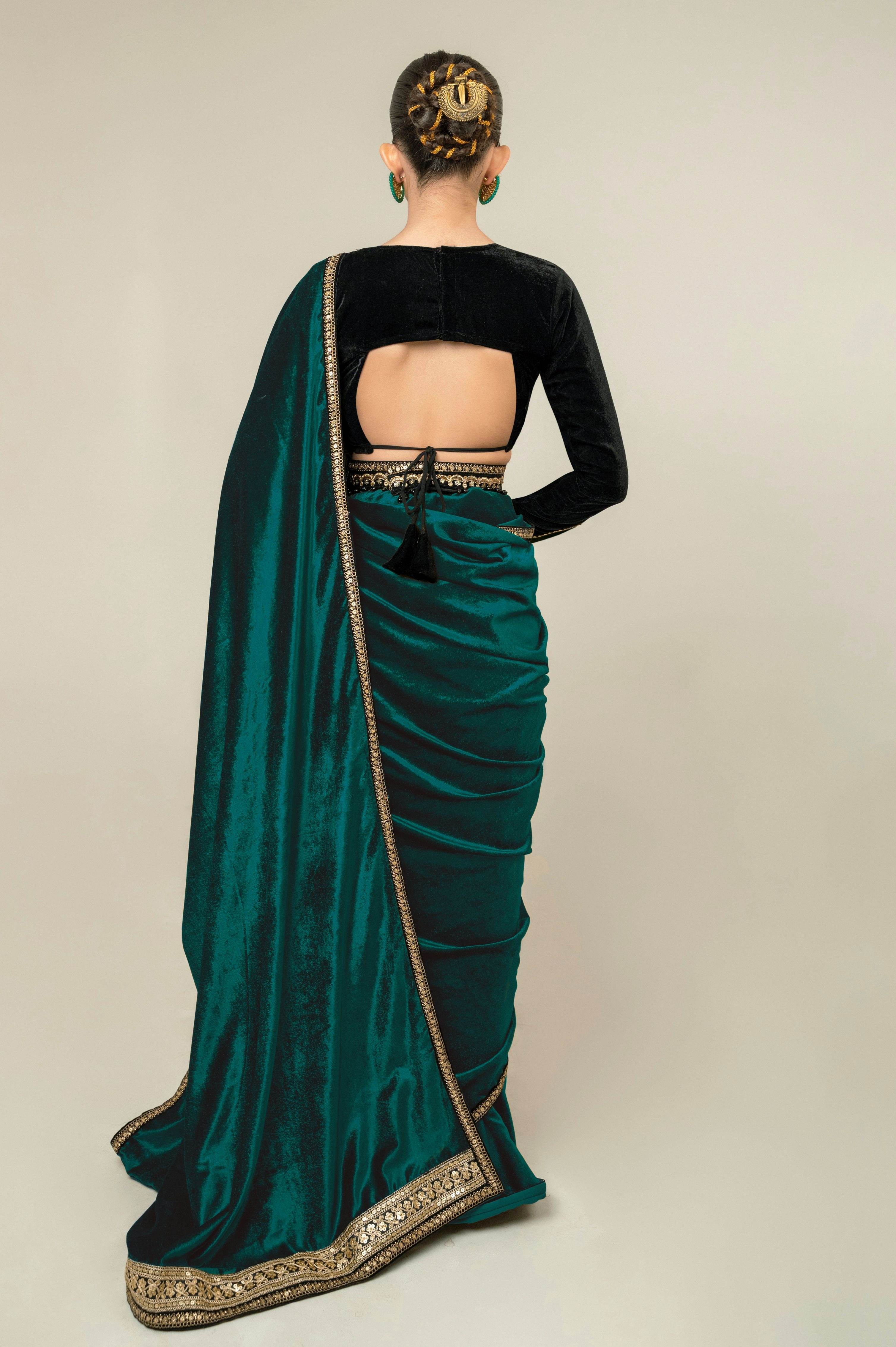 SEA SYMPHONY SAREE WITH MIDNIGHT CHARM BLOUSE
