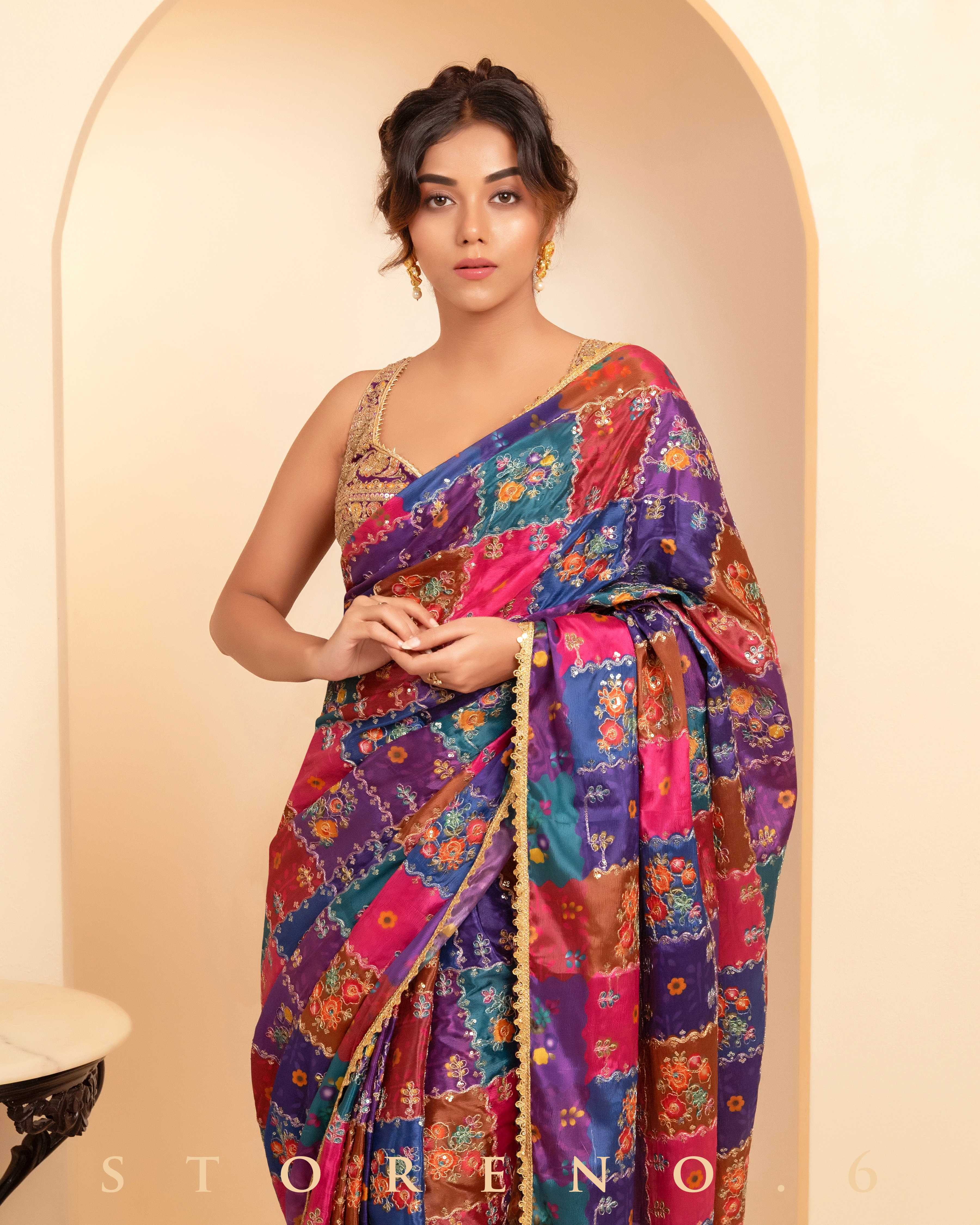 RAISIN RHAPSODY REVIBE SAREE WITH PLUM PARADISE CHIC BLOUSE