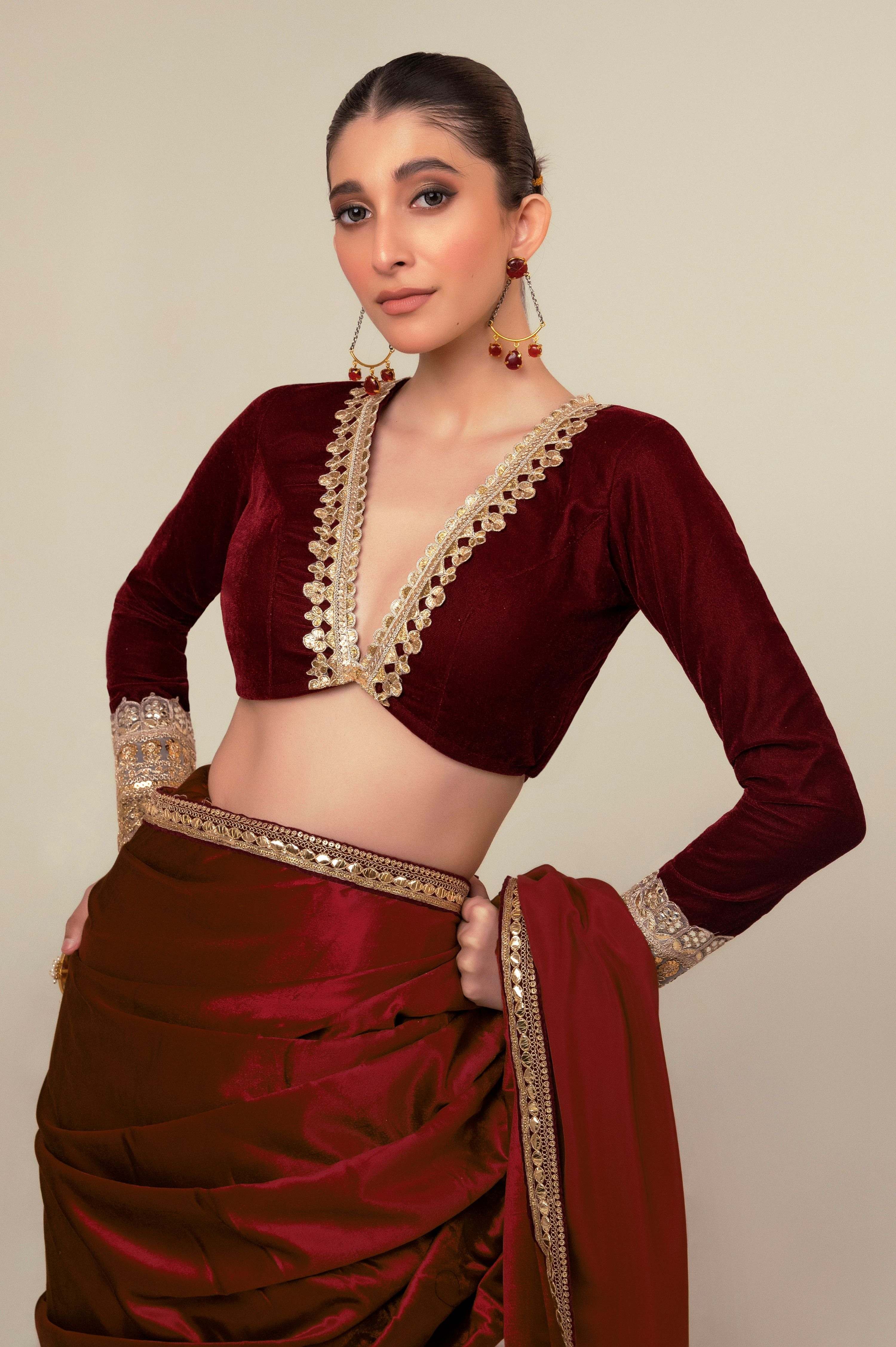 LUXE ROMANCE SAREE WITH OXBLOOD EDGE BLOUSE