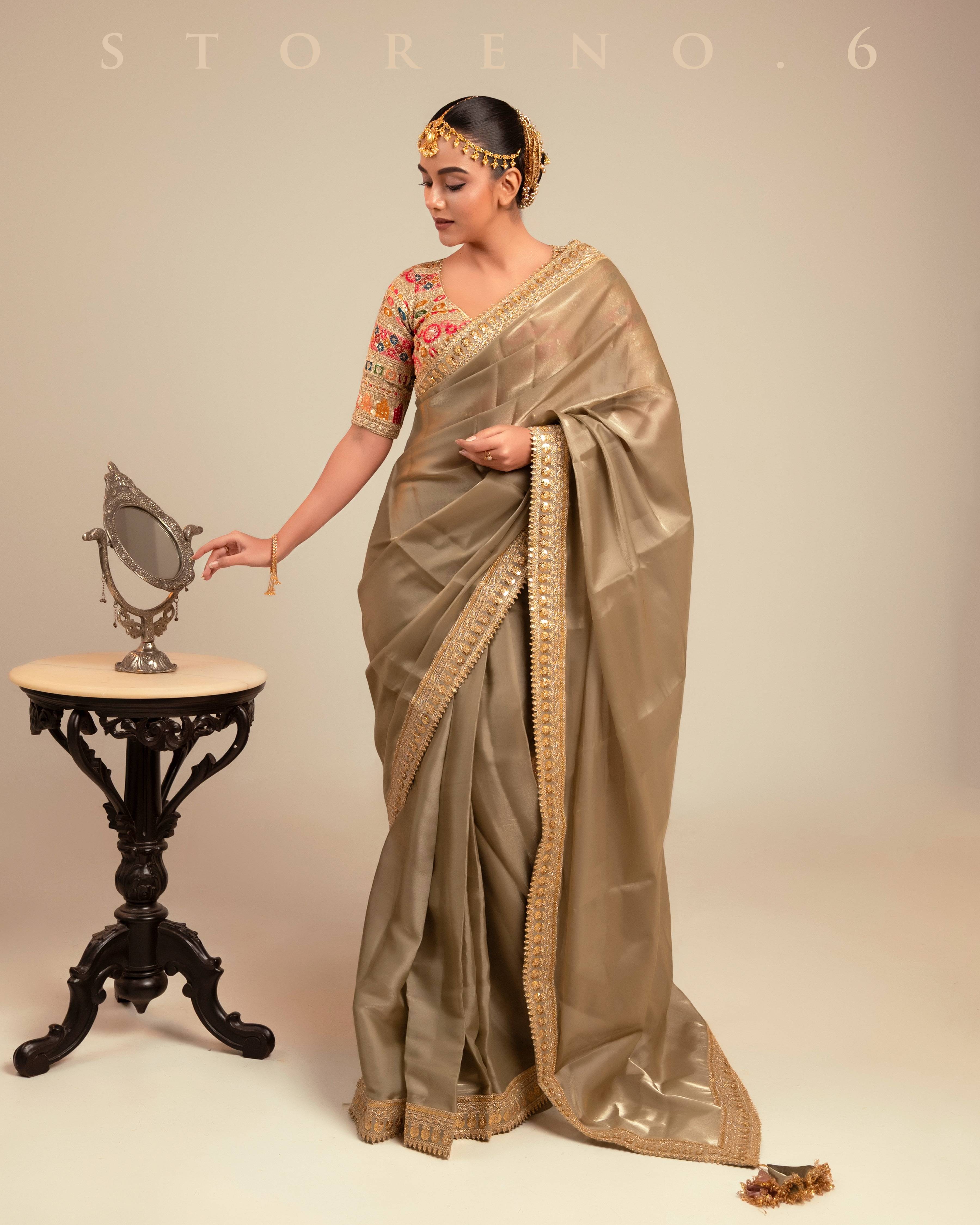 MYSTICAL MOSS SAREE WITH GUL KAARI SURMAI EDGE BLOUSE