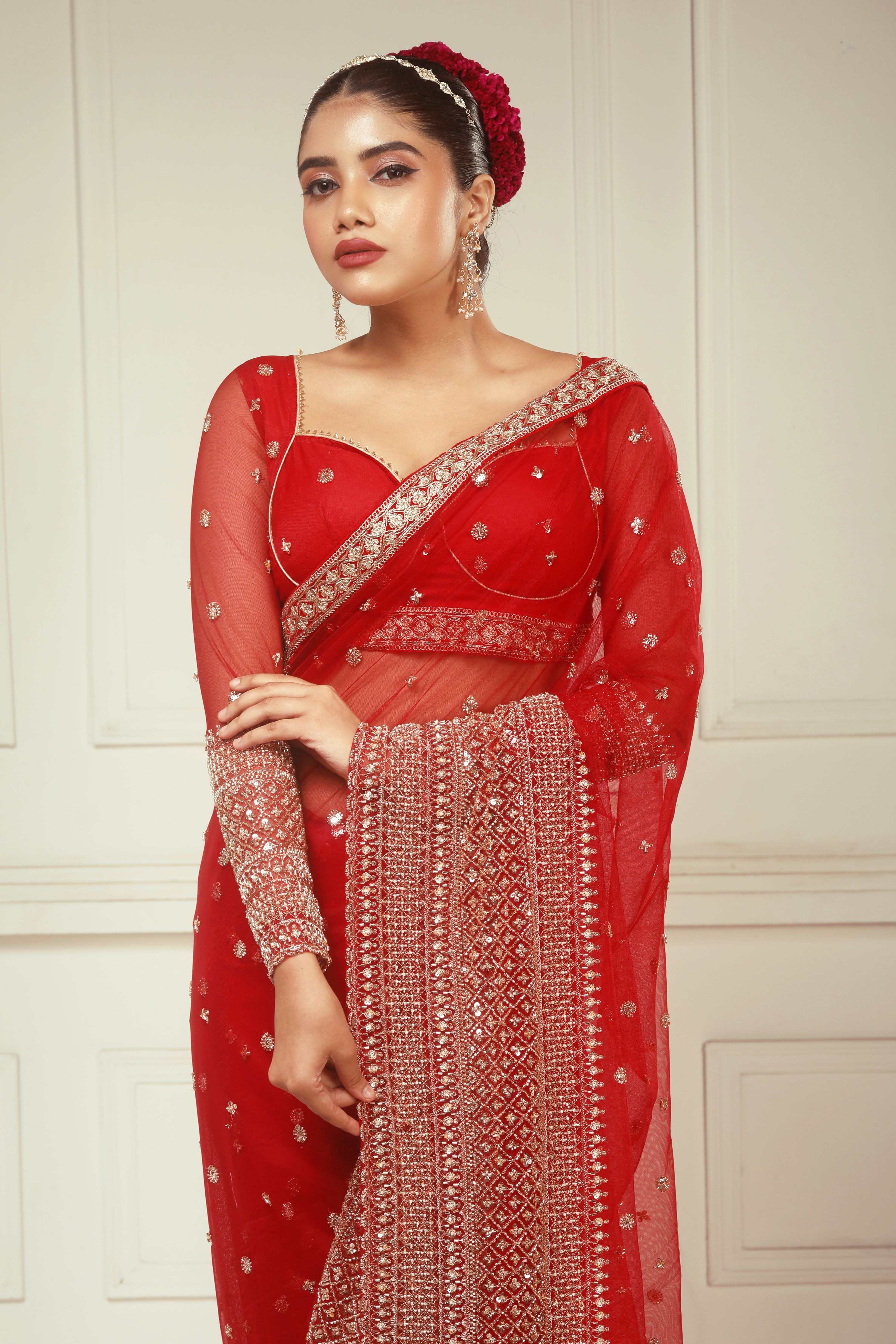 CHERRY CHANDELIER SAREE AND BLOUSE SET