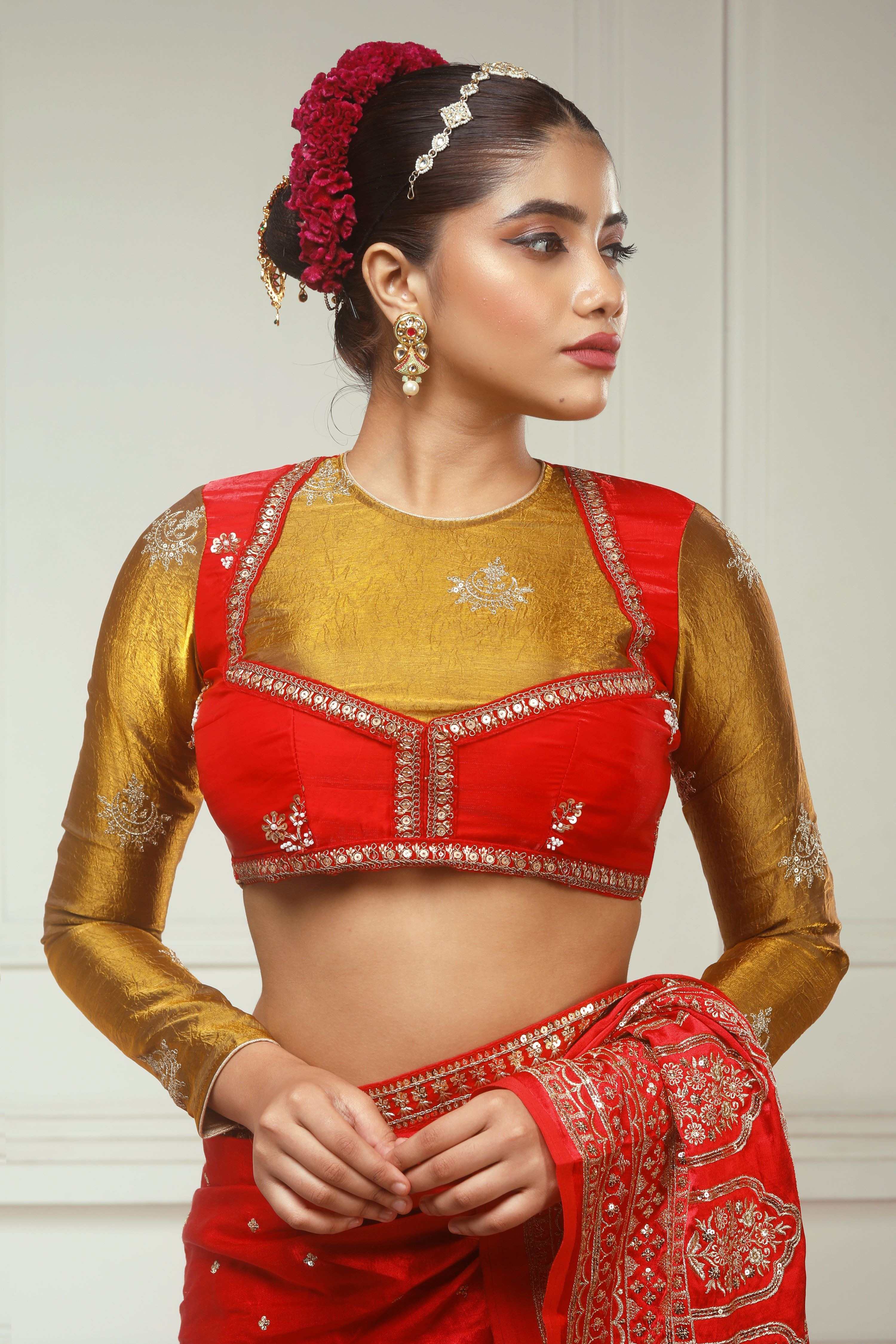 TIMELESS TEASE SAREE WITH CRMISON CHARM BLOUSE