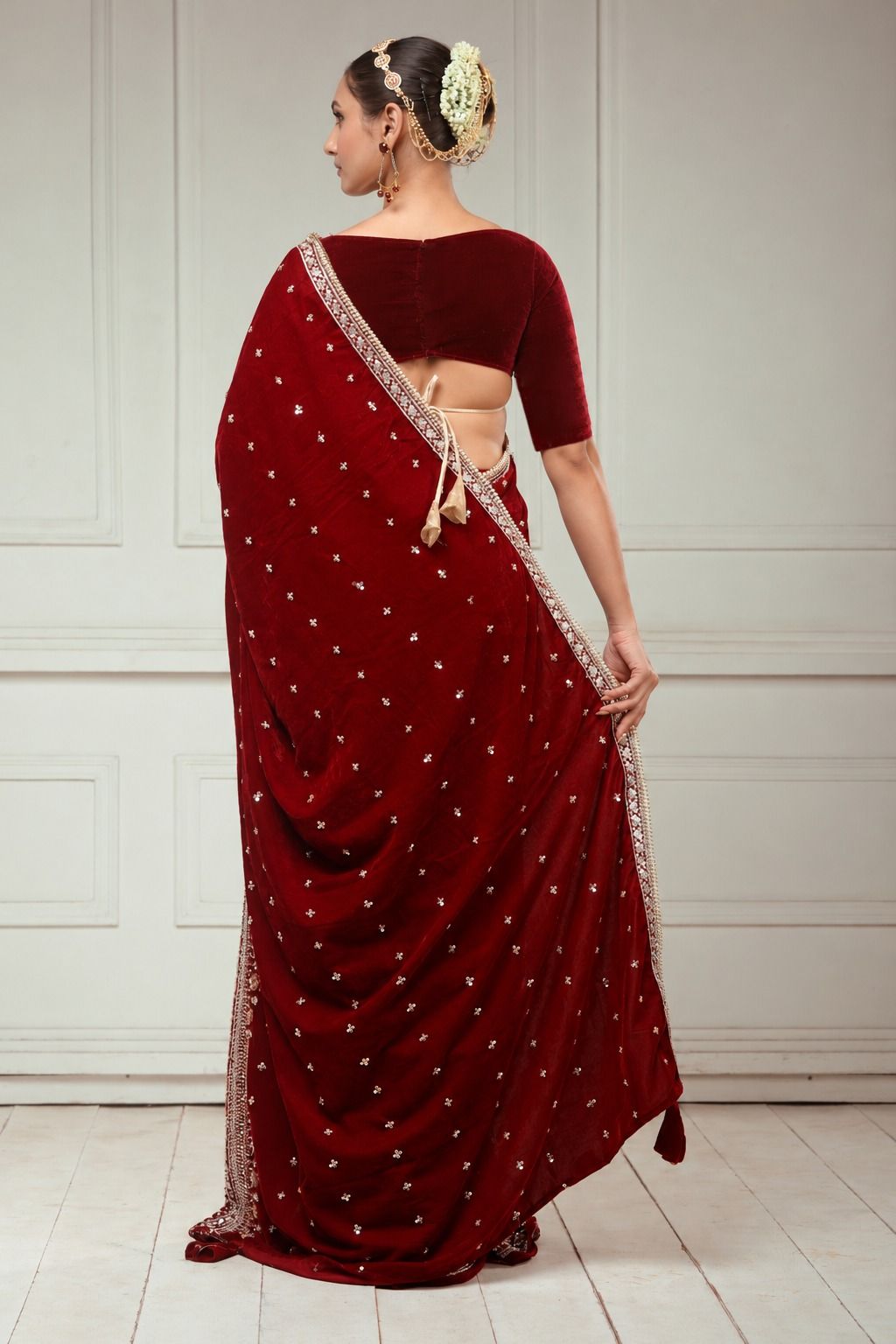 GARNET GRANDEUR SAREE AND BLOUSE SET