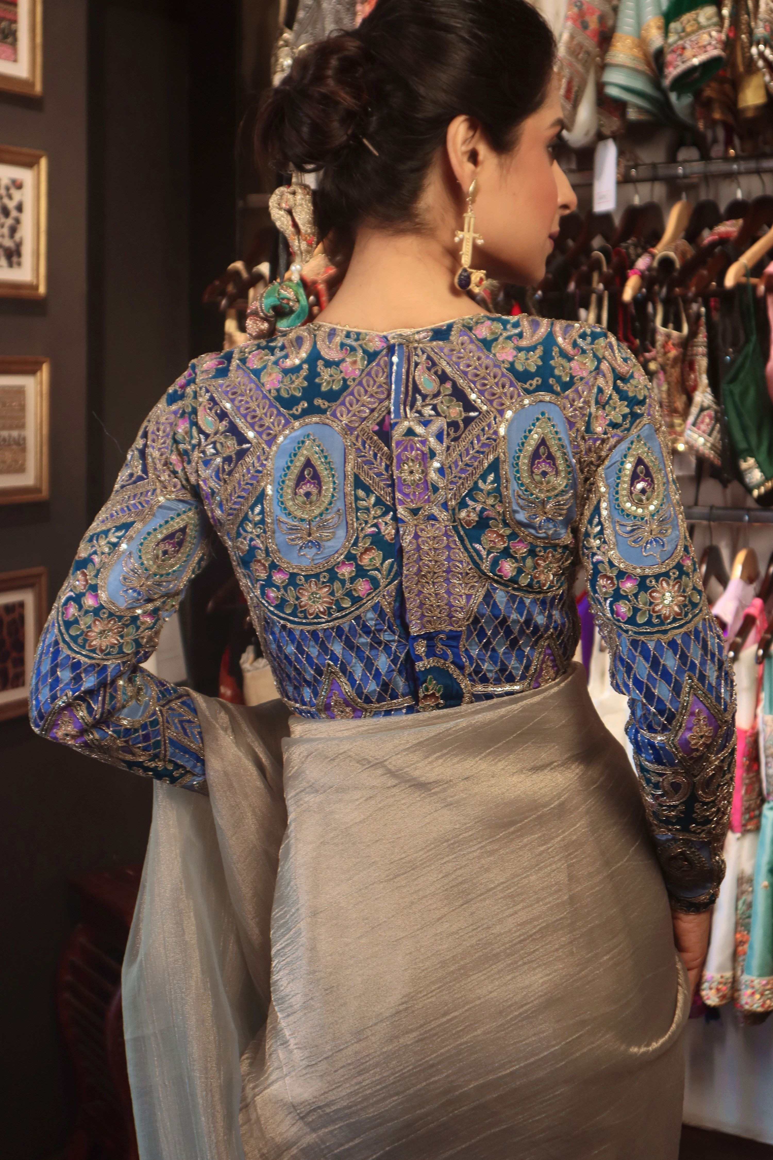 STARLING SHIMMER SAREE WITH OCEAN ODYSSEY BLOUSE