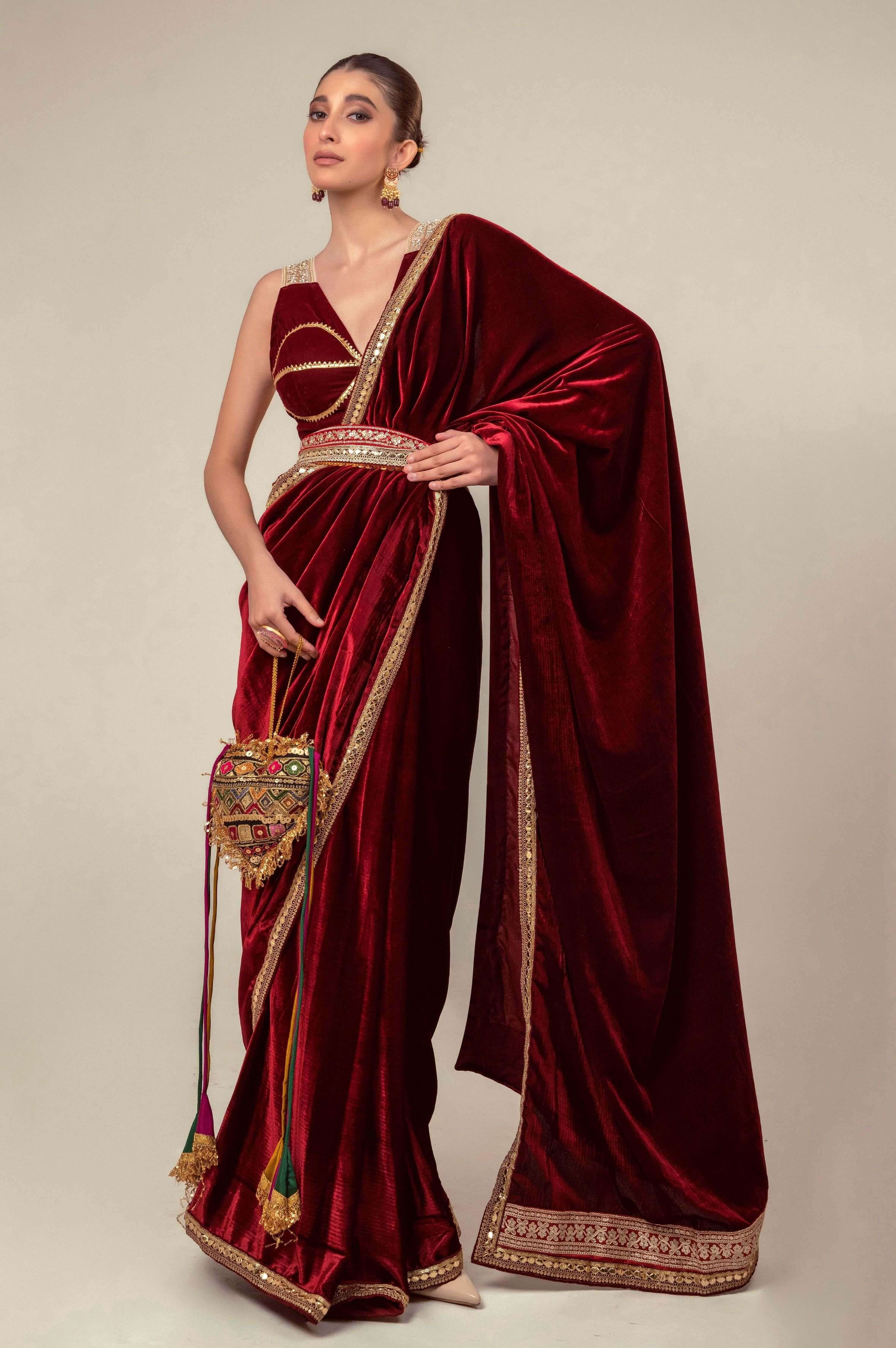 RUBY RUSH SAREE WITH MULBERRY MIST BLOUSE.