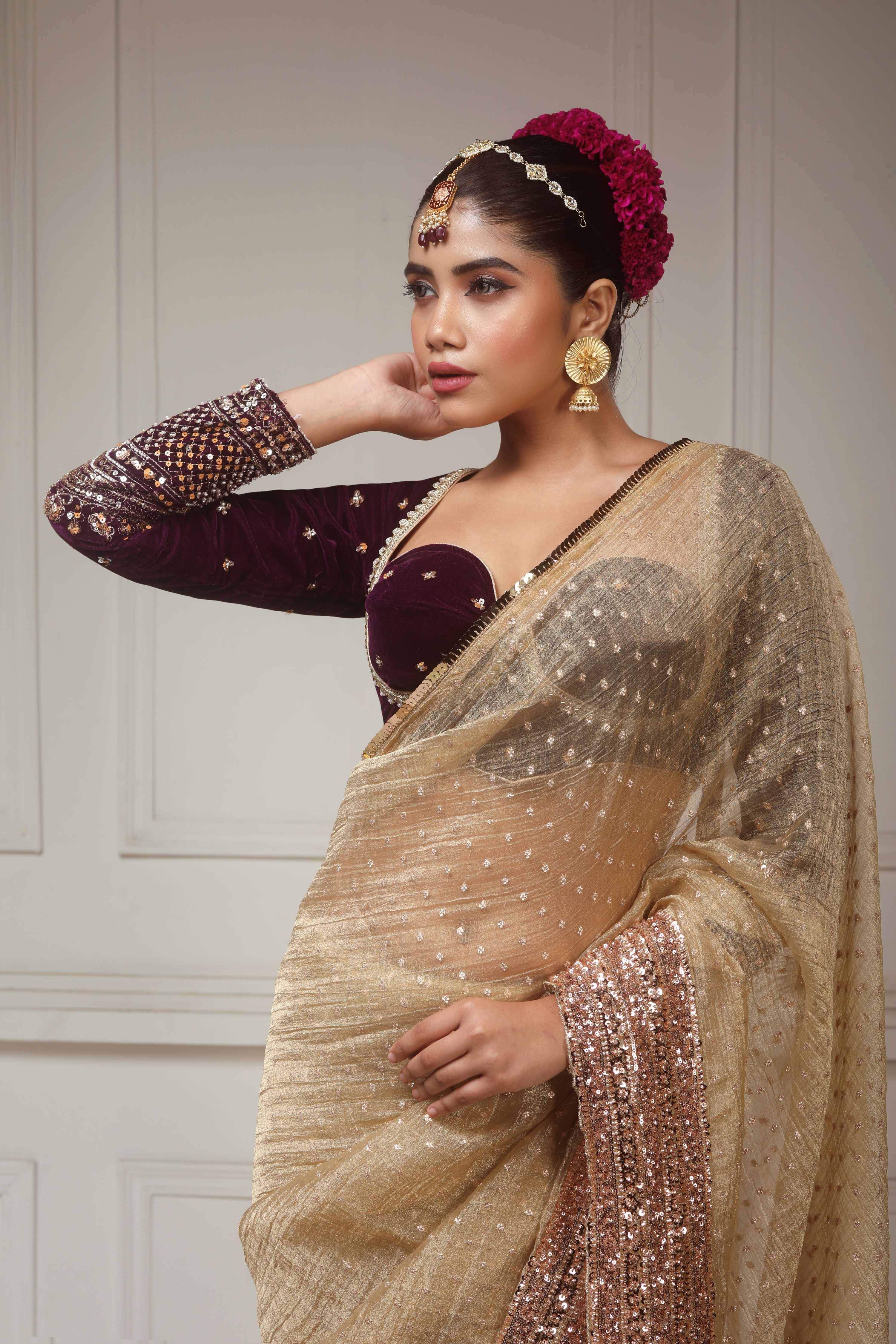 SUNKISSED DESIRE SAREE WITH GLAM GRANDEUR BLOUSE