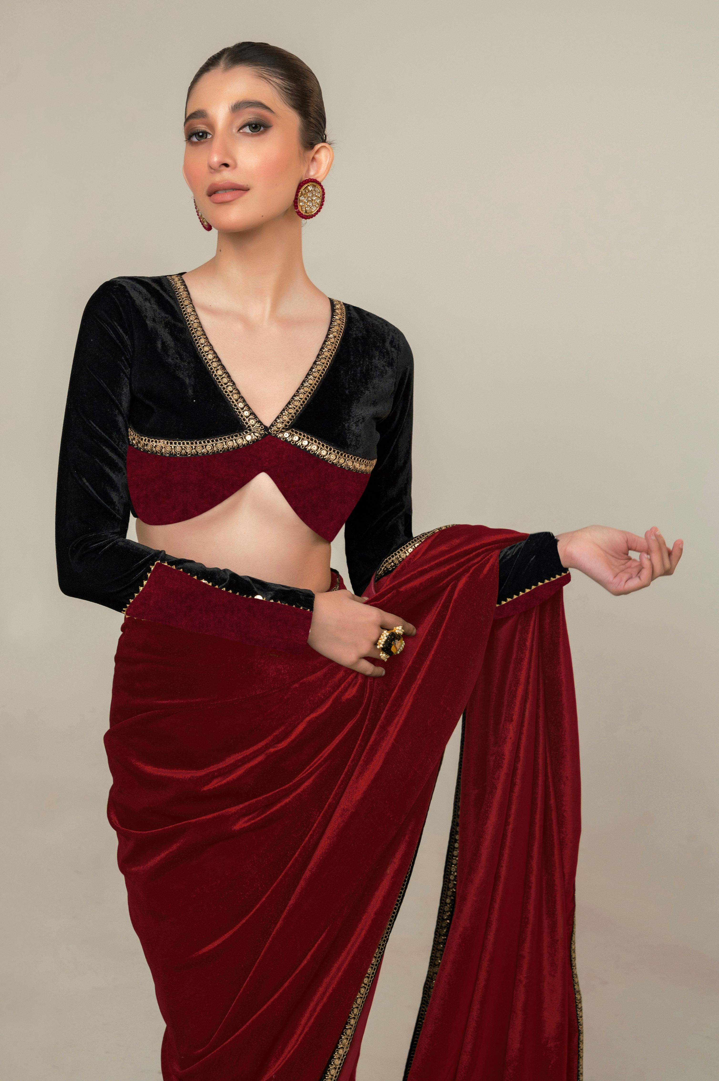 RUBY ROUGE SAREE AND BLOUSE SET