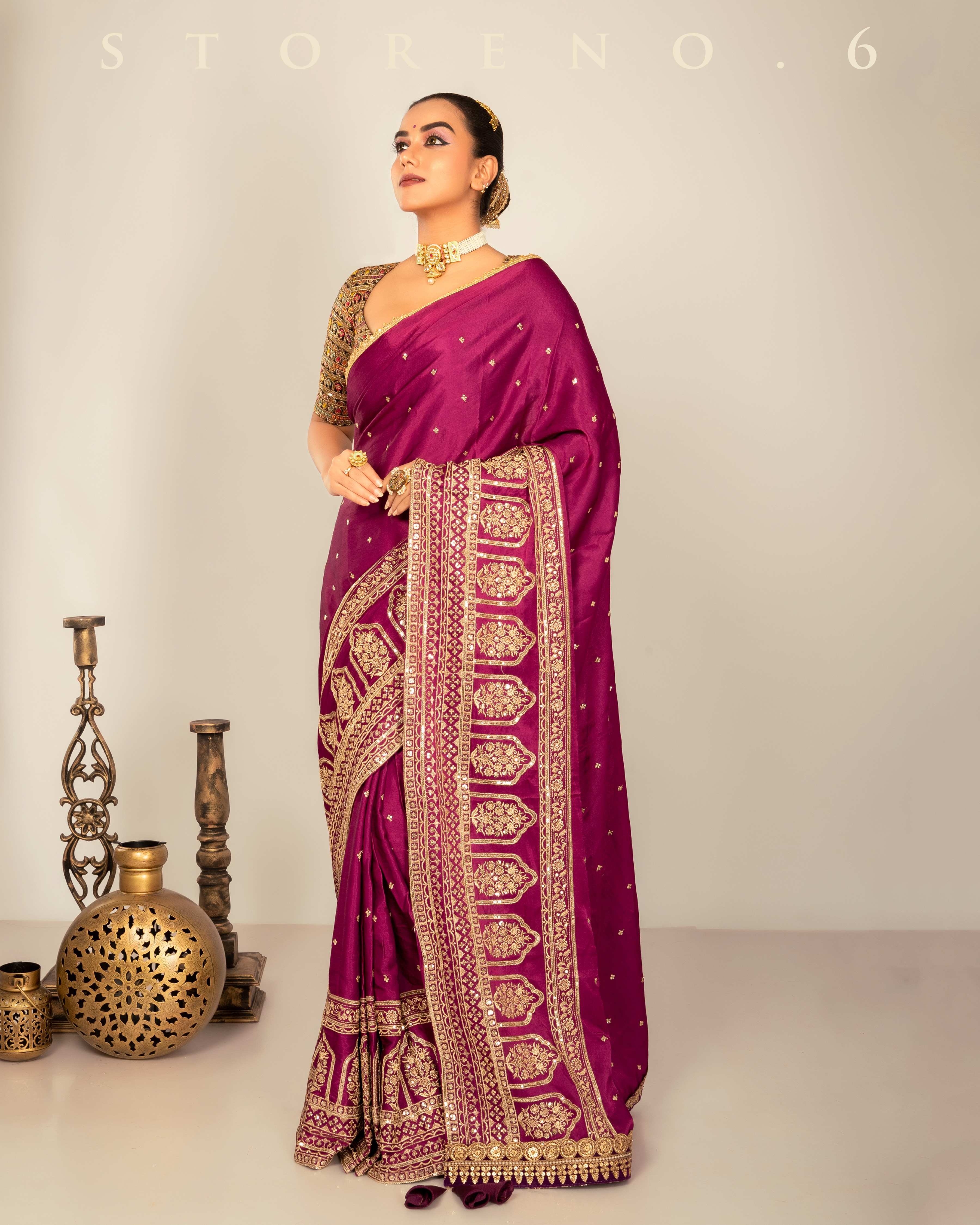 TIMELESS TWIRL SAREE WITH CHIC CHARM BLOUSE