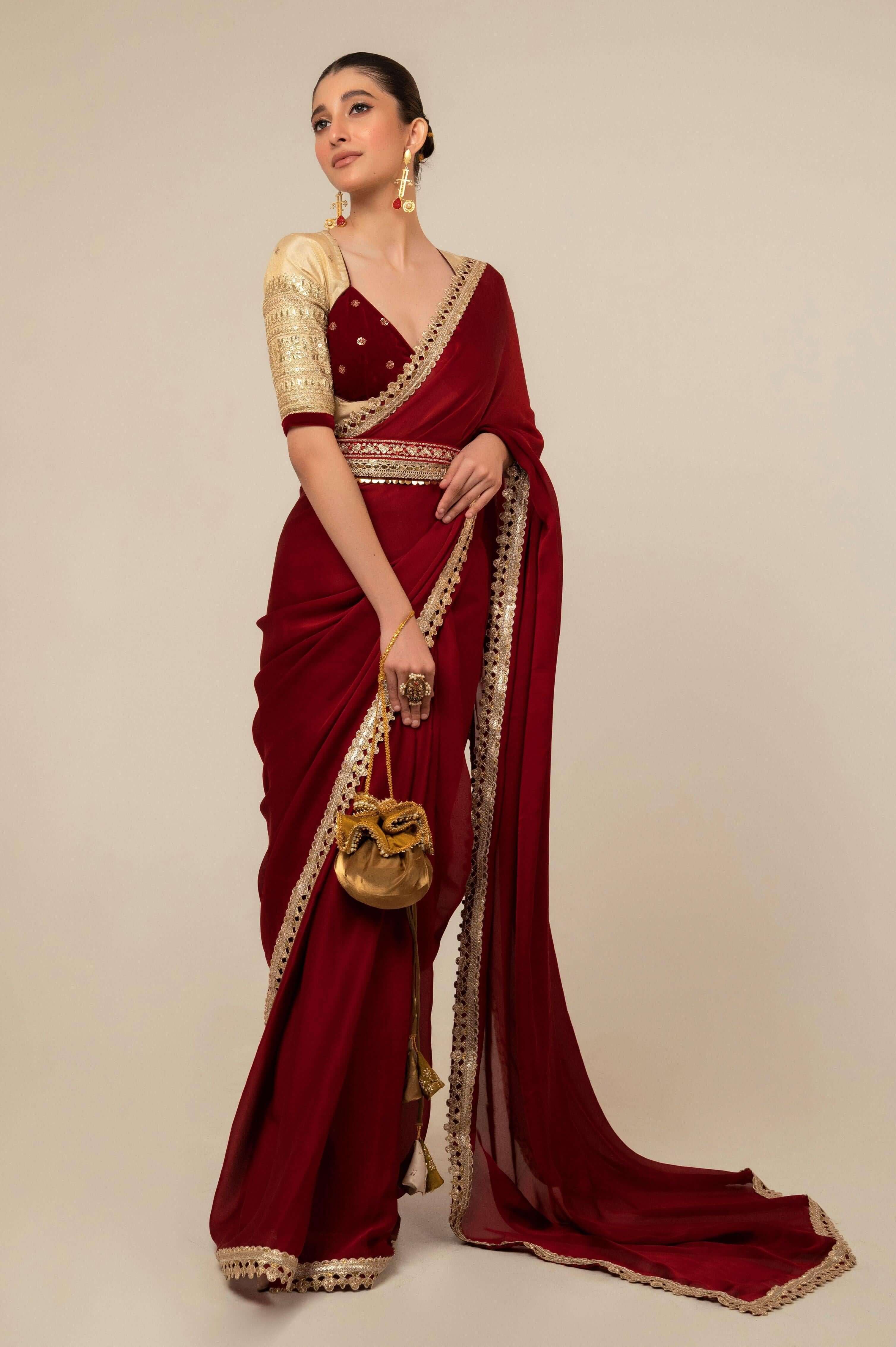 MOOD MUSE SAREE WITH CHERRY VANILLA BLOUSE.