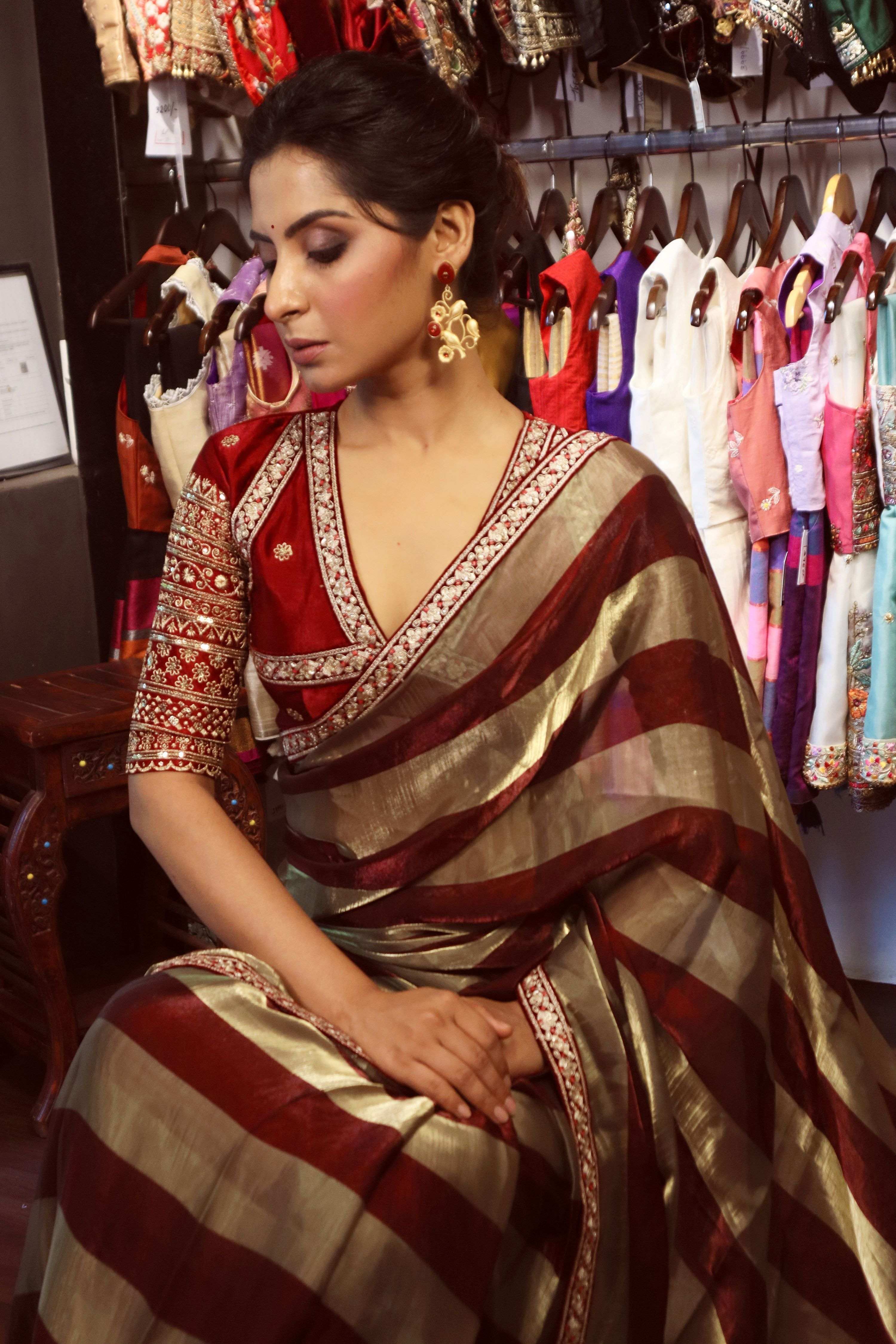 CRIMSON CONTOUR SAREE WITH AMOUR APPEAL BLOUSE
