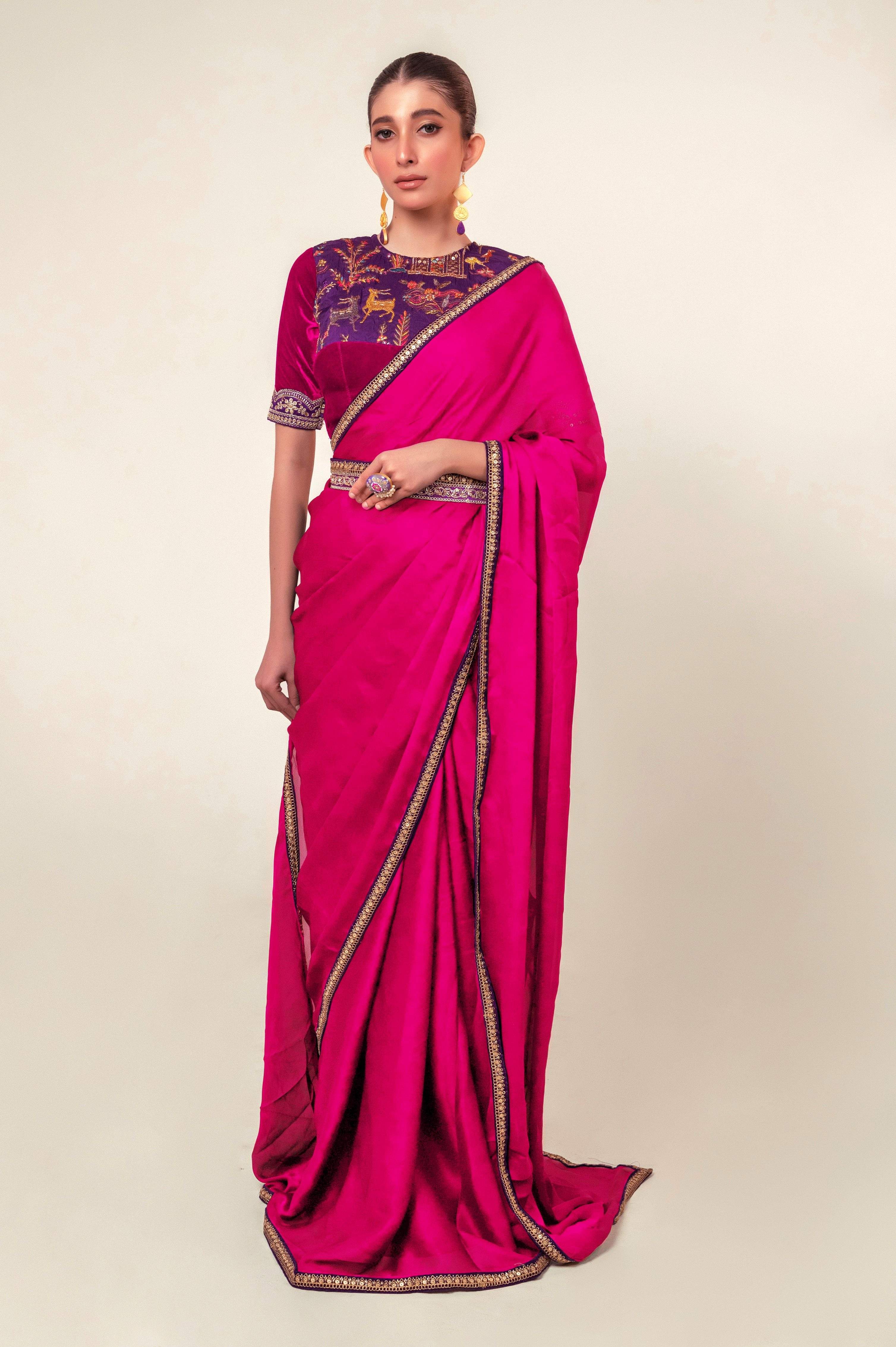 BLUSH BLOOM SAREE WITH ROSY HAZE BLOUSE