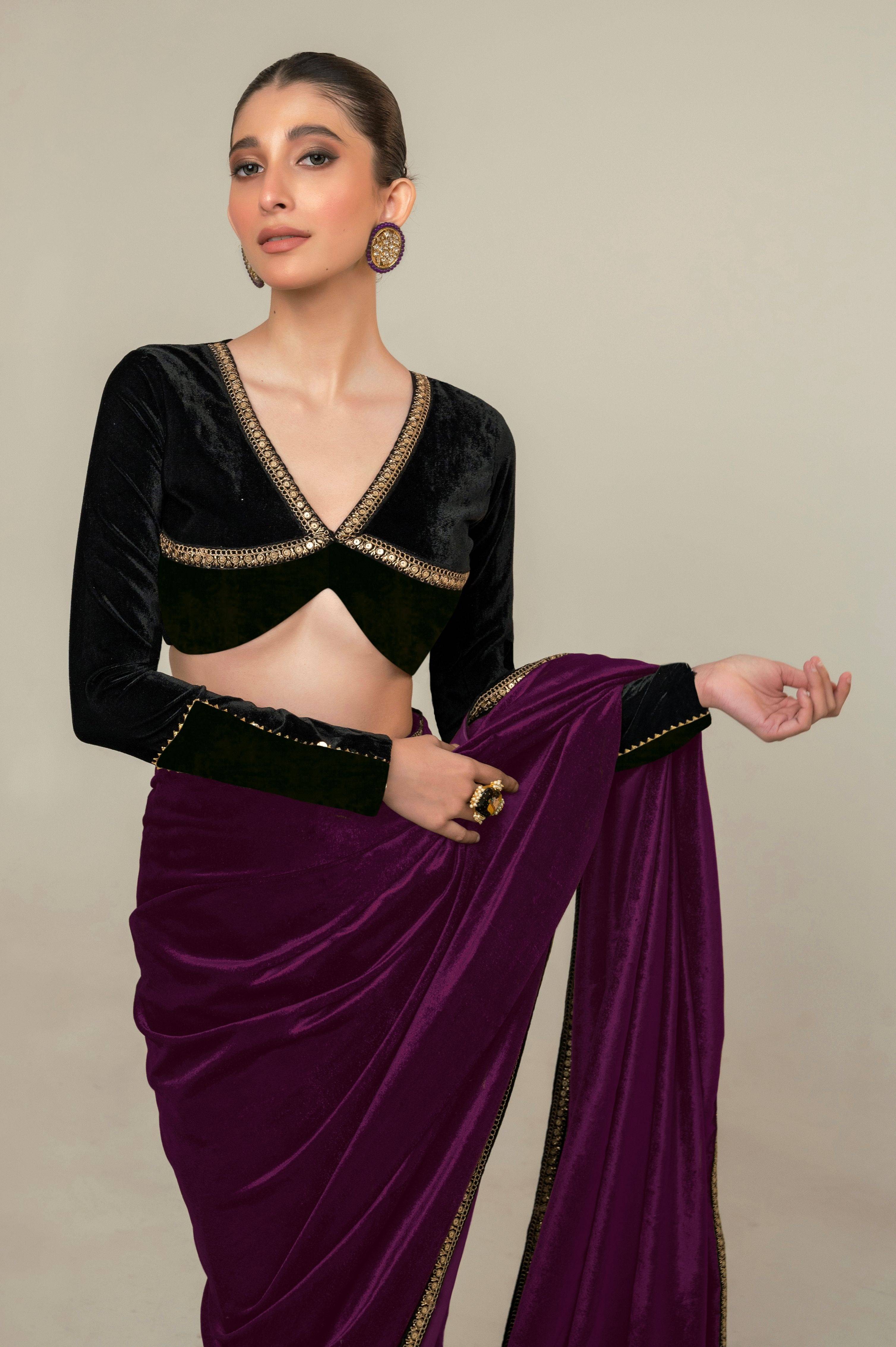CROWN CHARM SAREE WITH MIDNIGHT CHARM BLOUSE