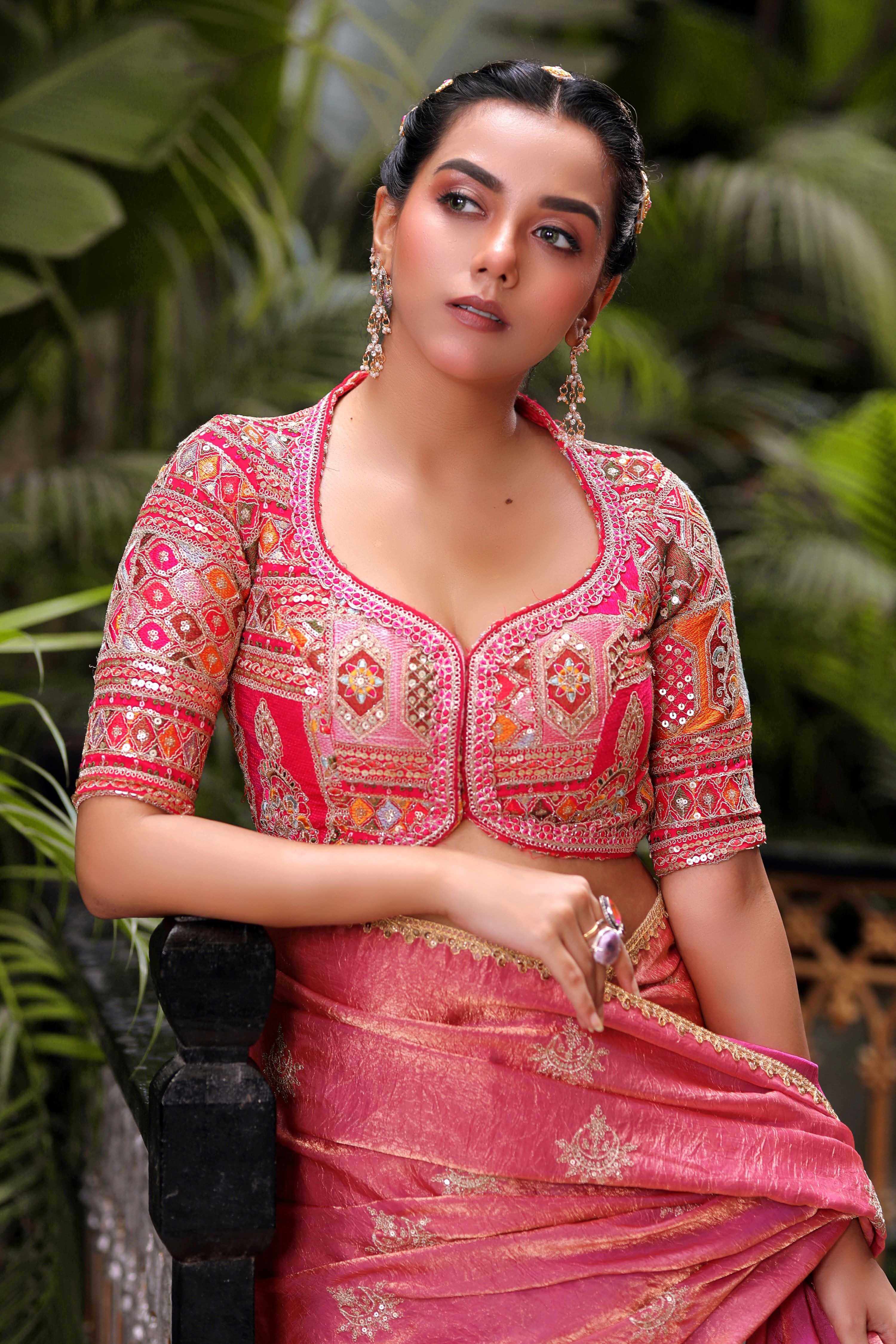 ROSE REALM SAREE WITH FUCHSIA FANTASY BLOUSE