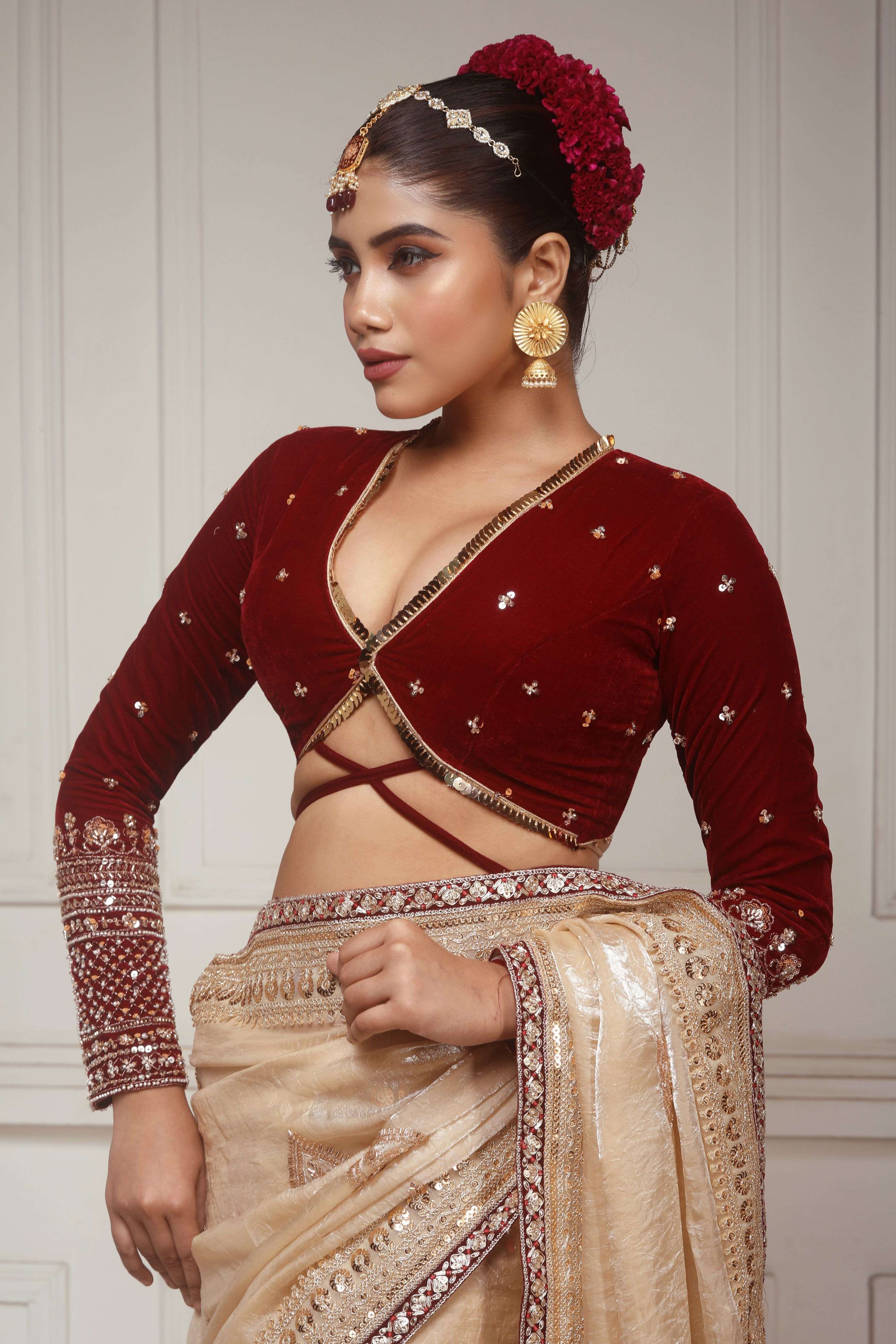 SHAHI SHRINGAR SAREE WITH GARNET GRANDEUR BLOUSE