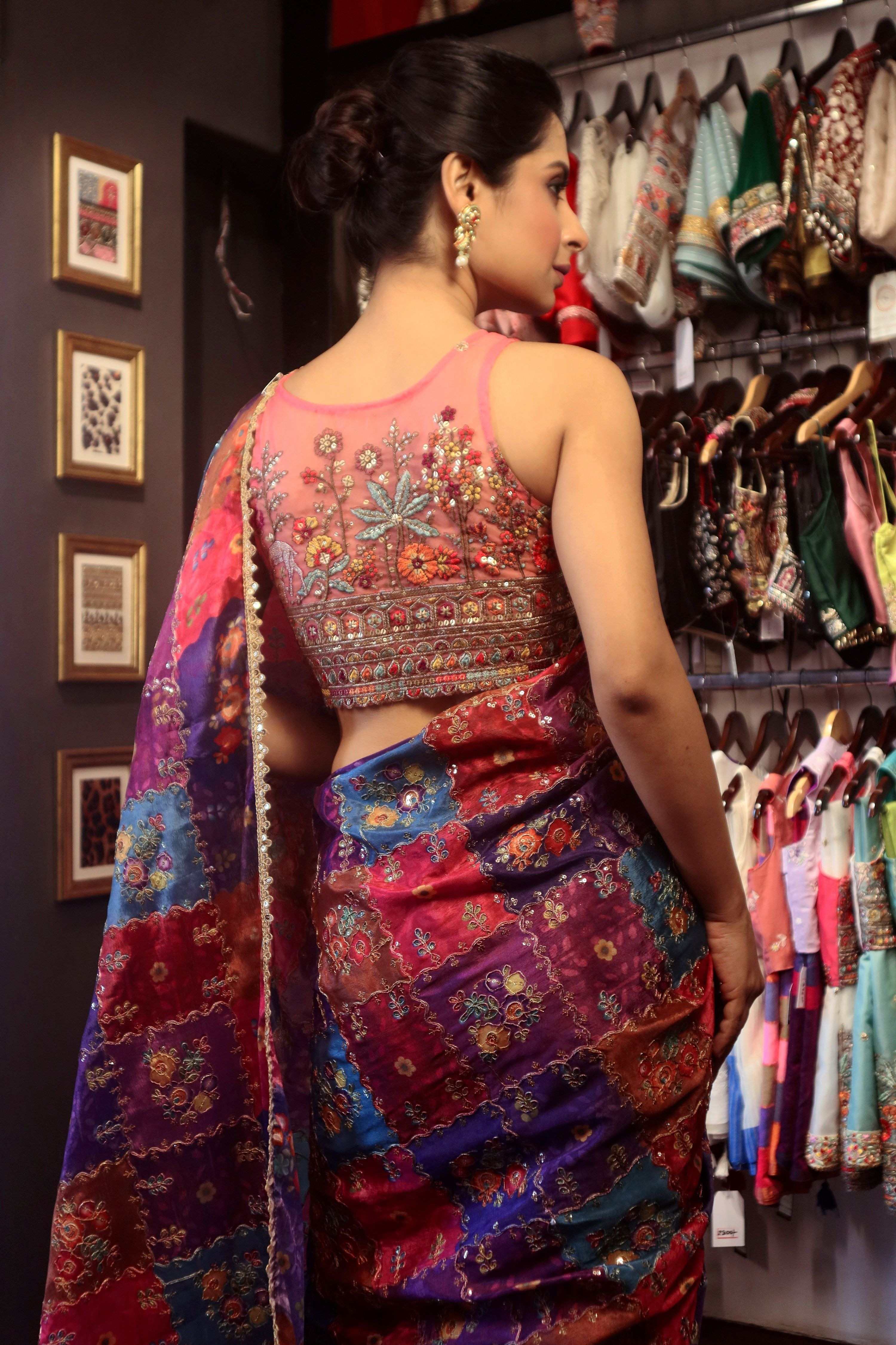RAISIN RHAPSODY SAREE WITH BLUSH HORIZON BLOUSE