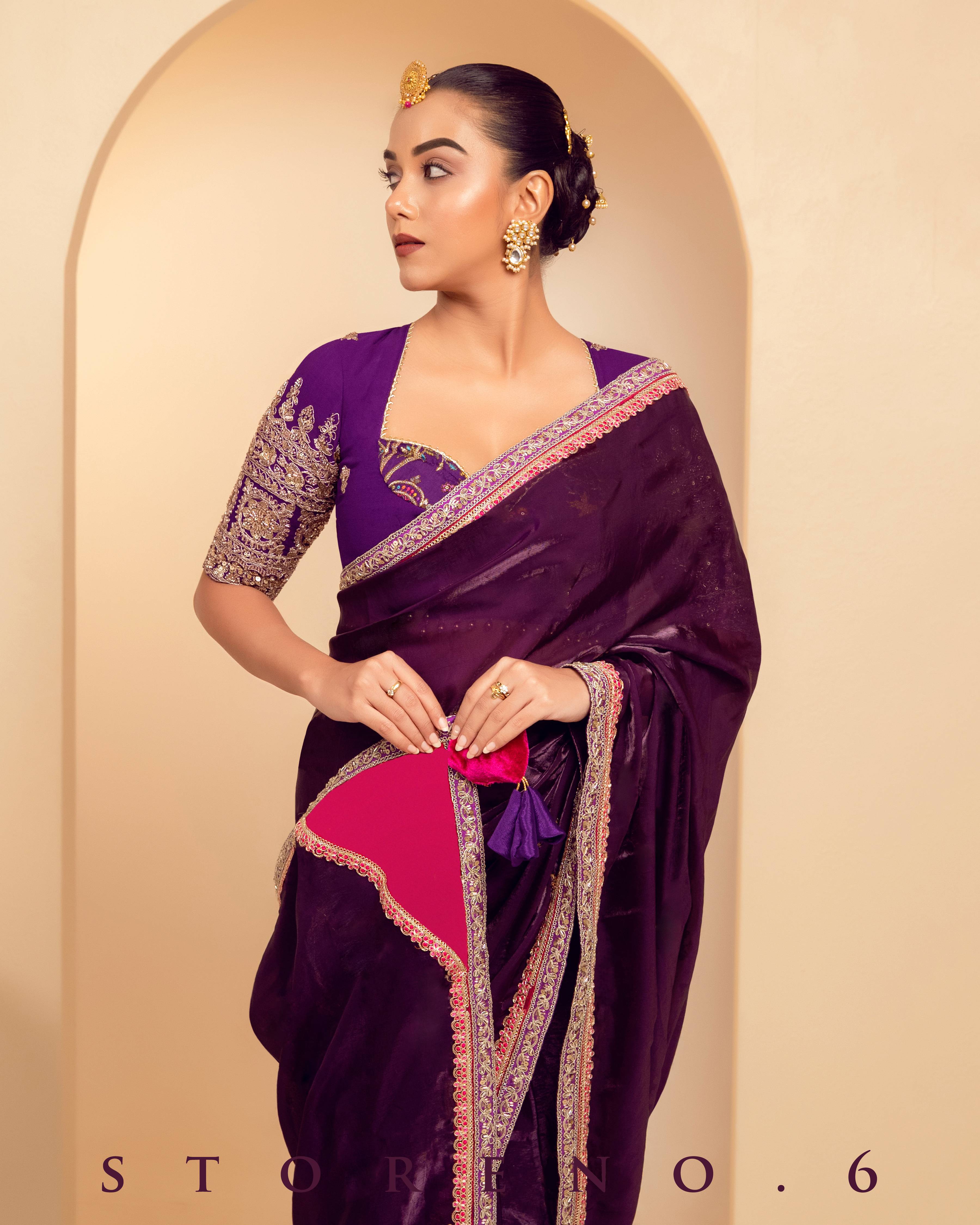 PLUM PALETTE SAREE WITH MAJESTIC MUSE BLOUSE