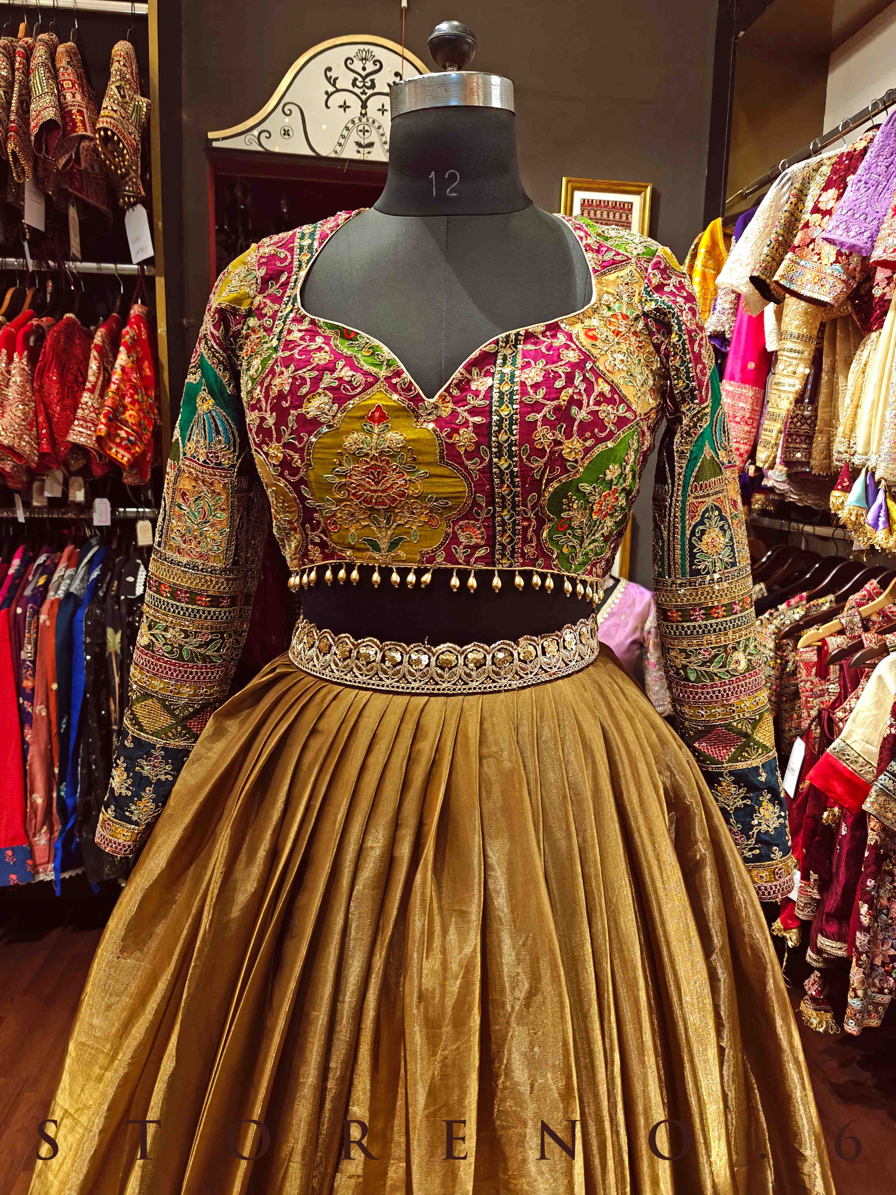 ROSHNI LEHENGA SKIRT WITH STITCHED BLOUSE(WITH CANCAN)
