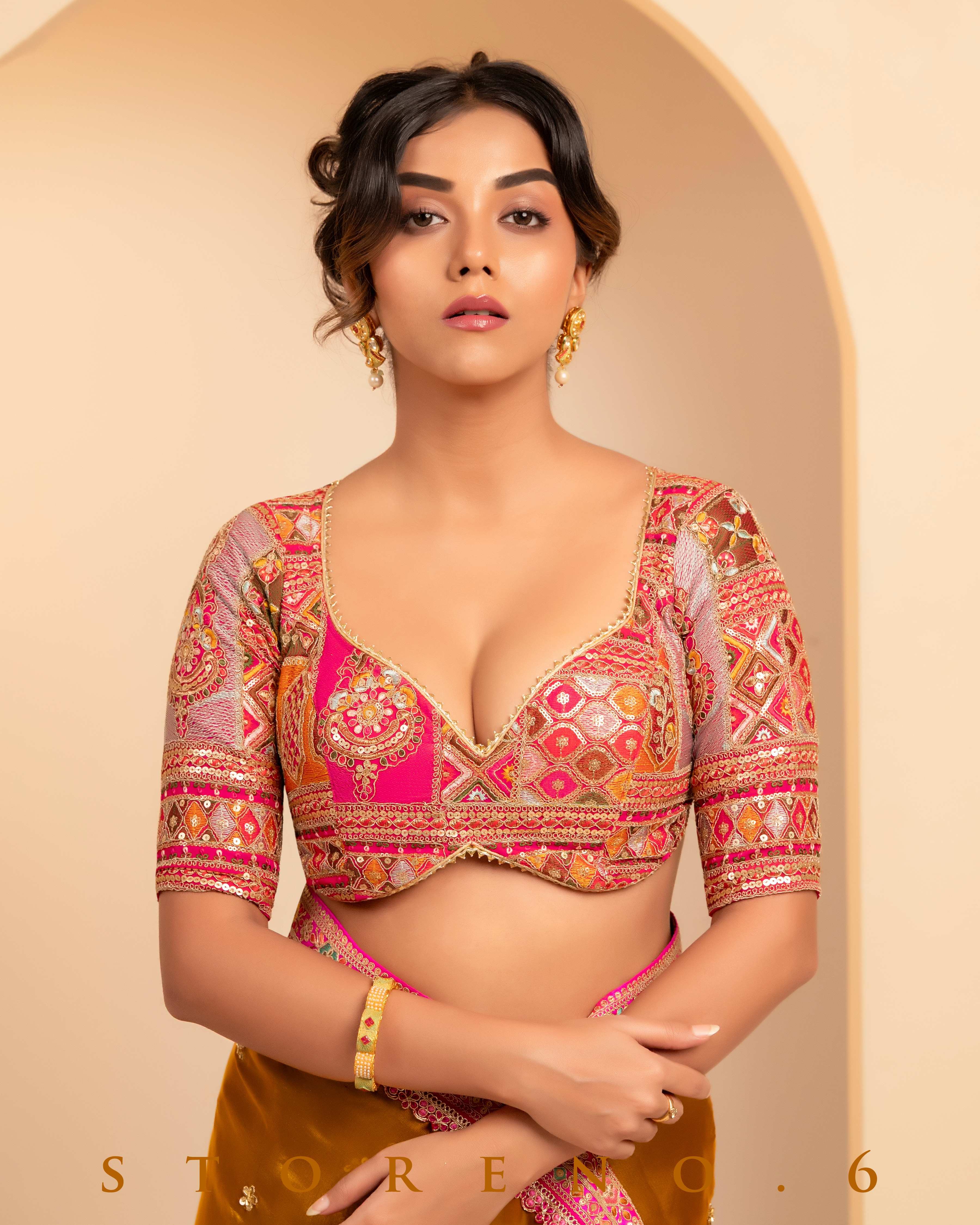 ETHEREAL EMPRESS SAREE WITH FUCHSIA FUSION FESTIVE BLOUSE