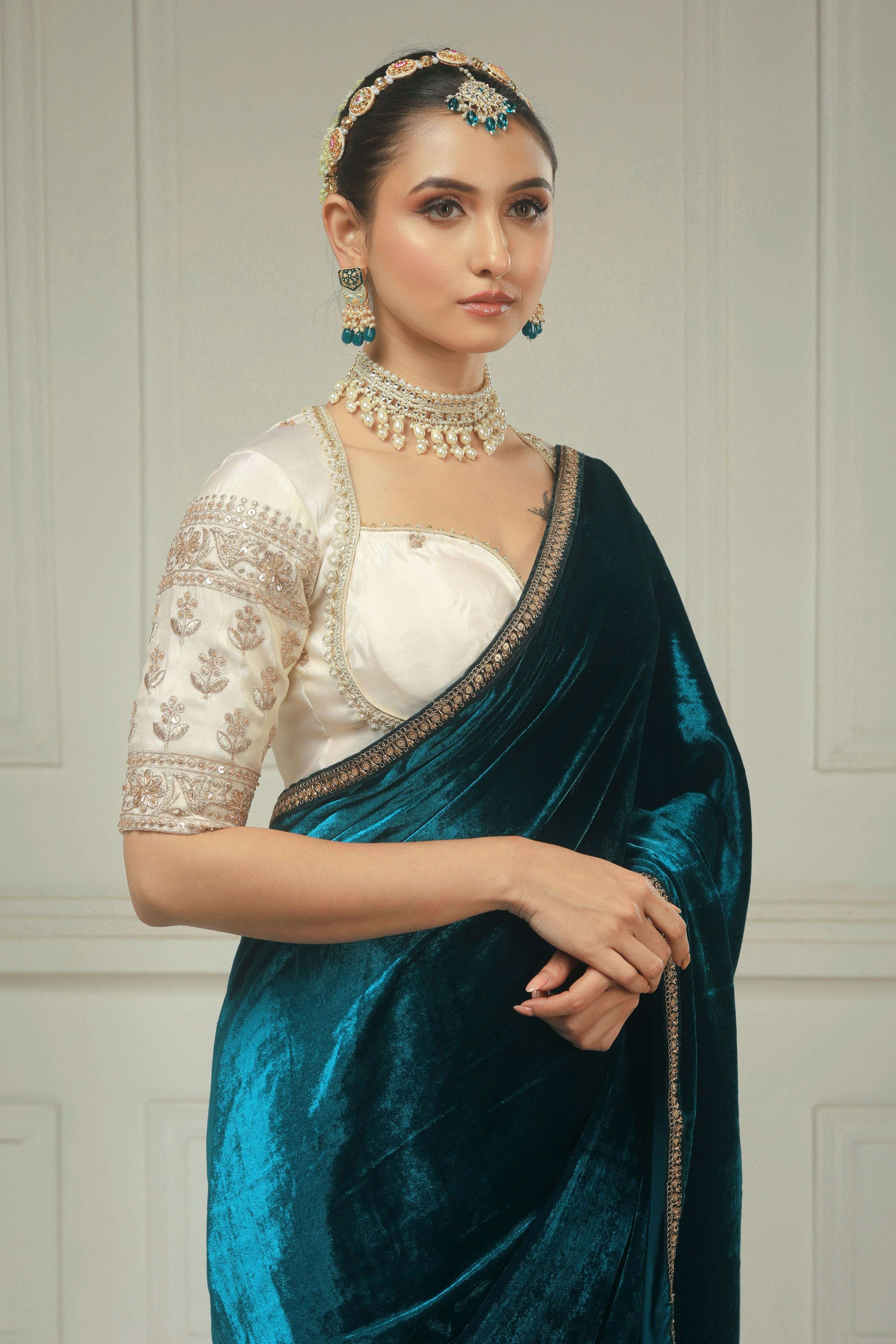 DESIREE DRAPE SAREE WITH VANILLA MUSE BLOUSE