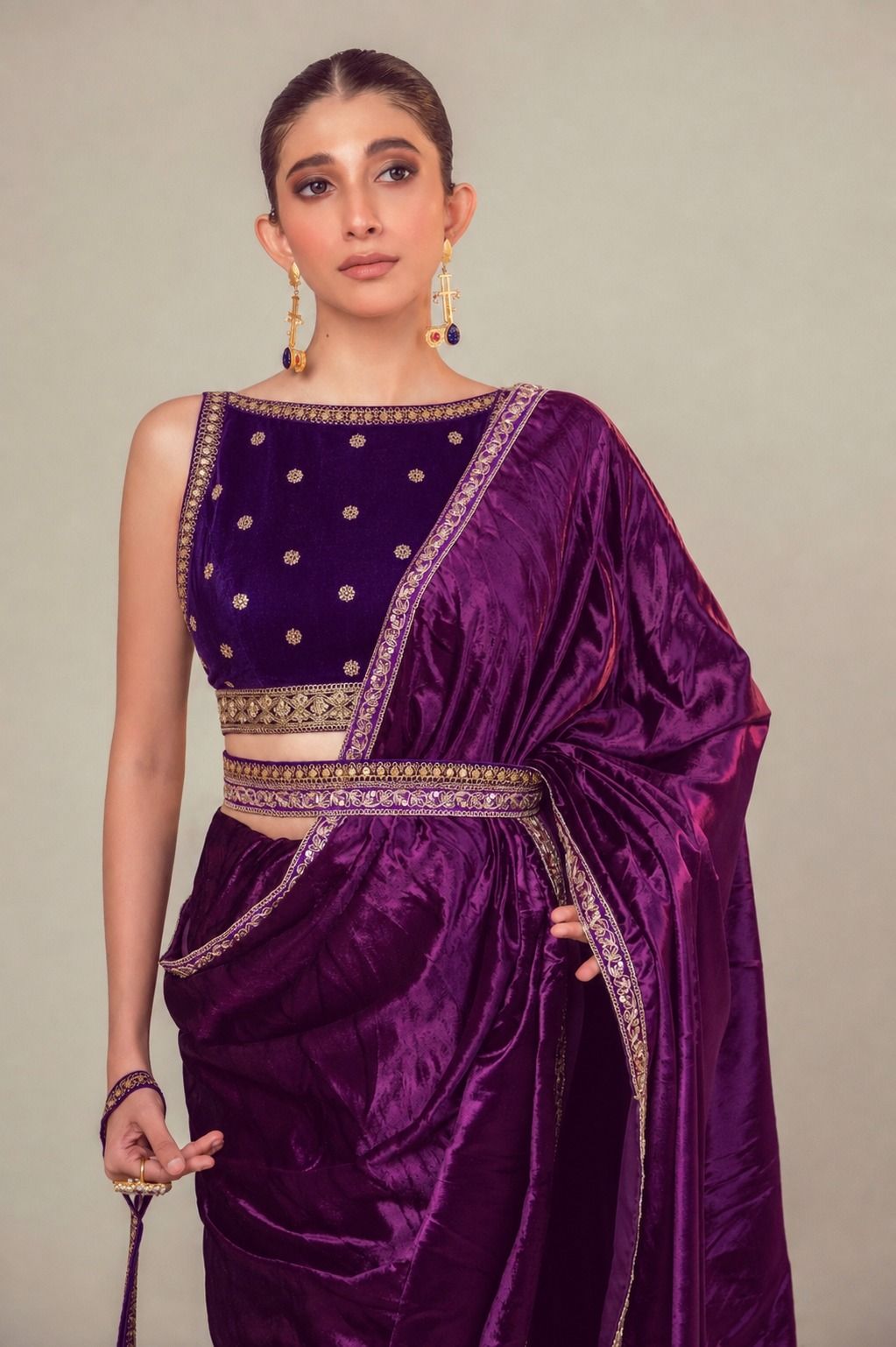 POP PALETTE SAREE WITH BERRY BLOOM BLOUSE