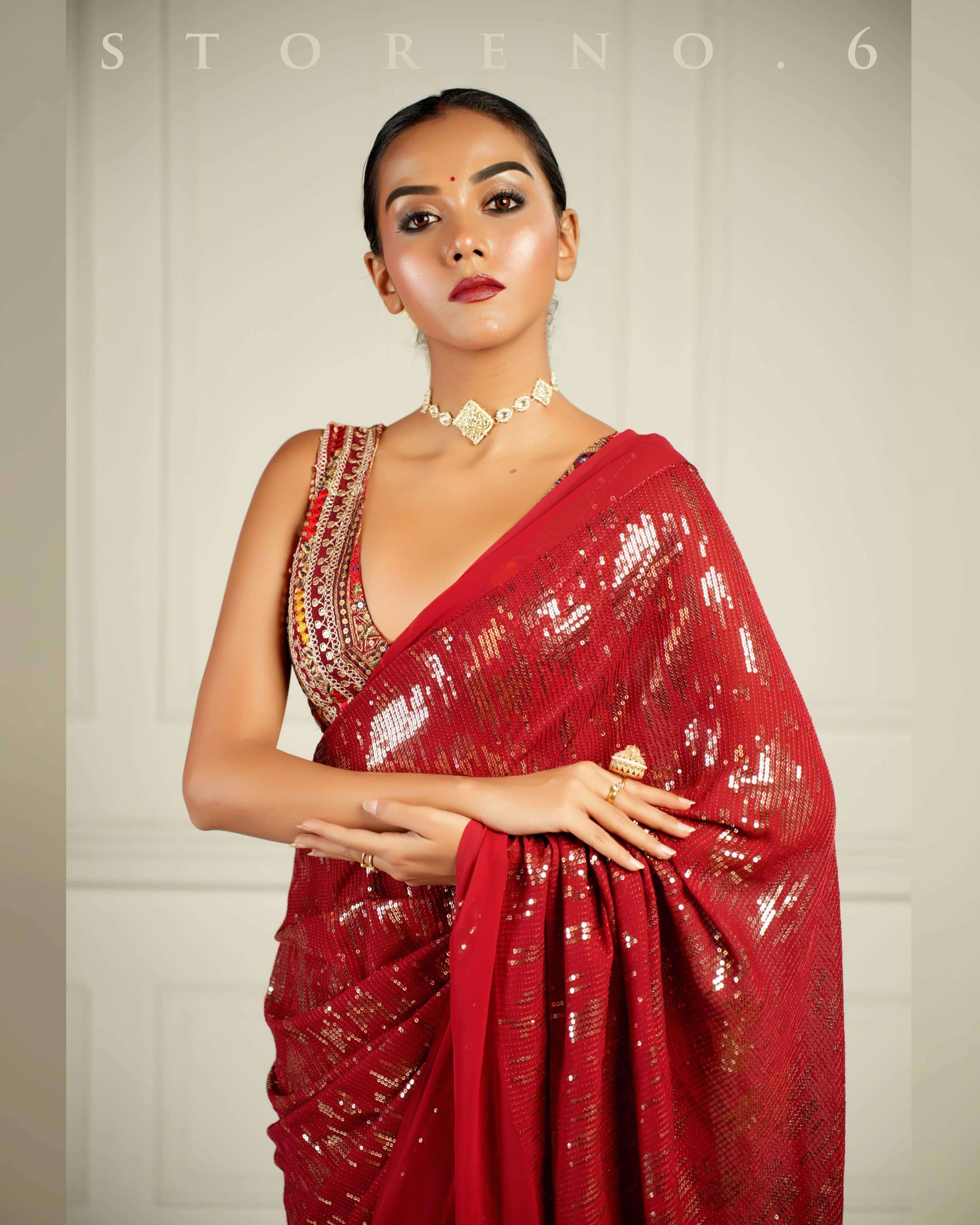 RUBY MARTINI COCKTAIL SAREE WITH SASS OF BERRY BLOUSE.