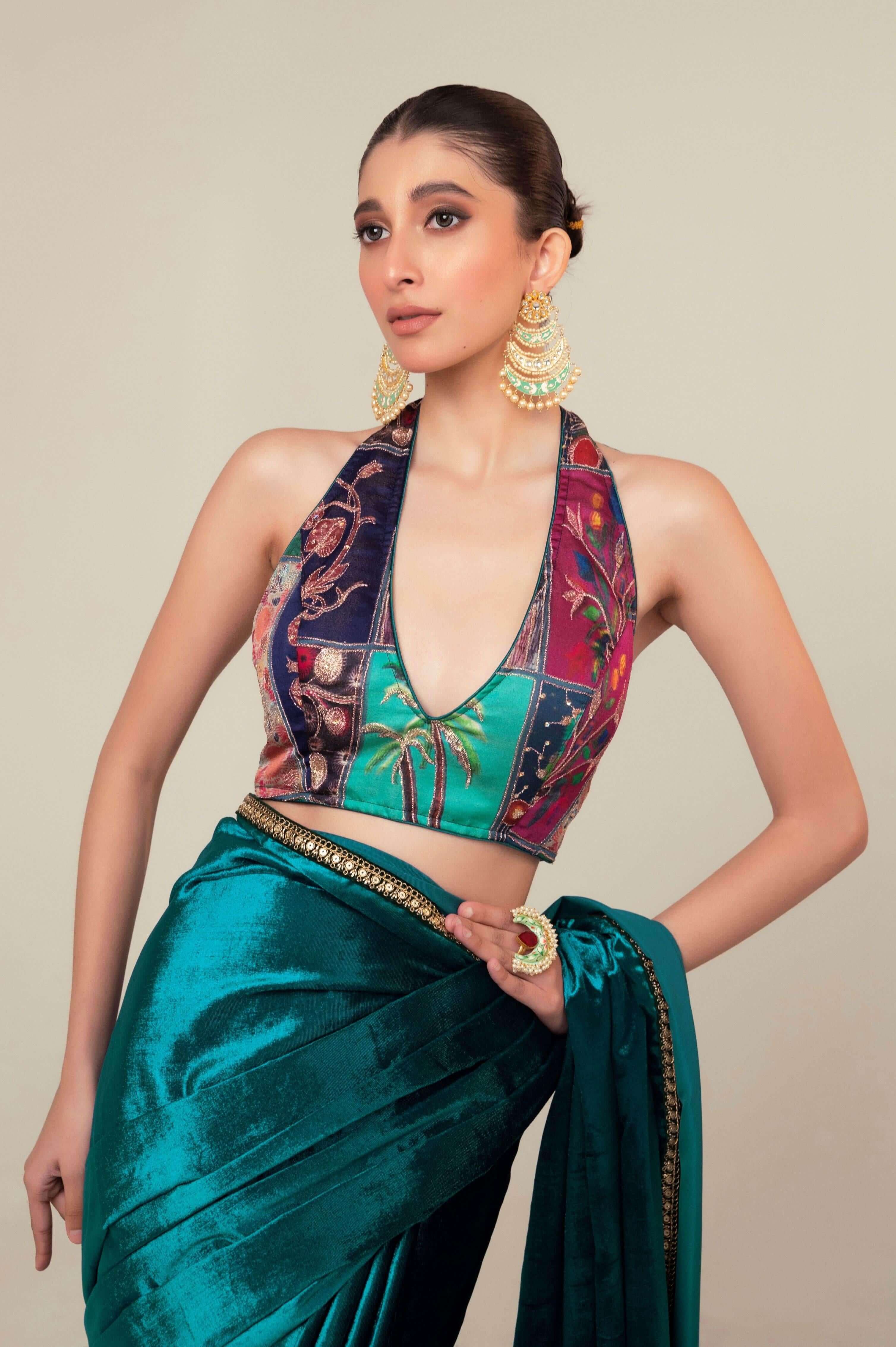 TEAL TEMPT SAREE WITH CLOUD NINE BLOUSE.