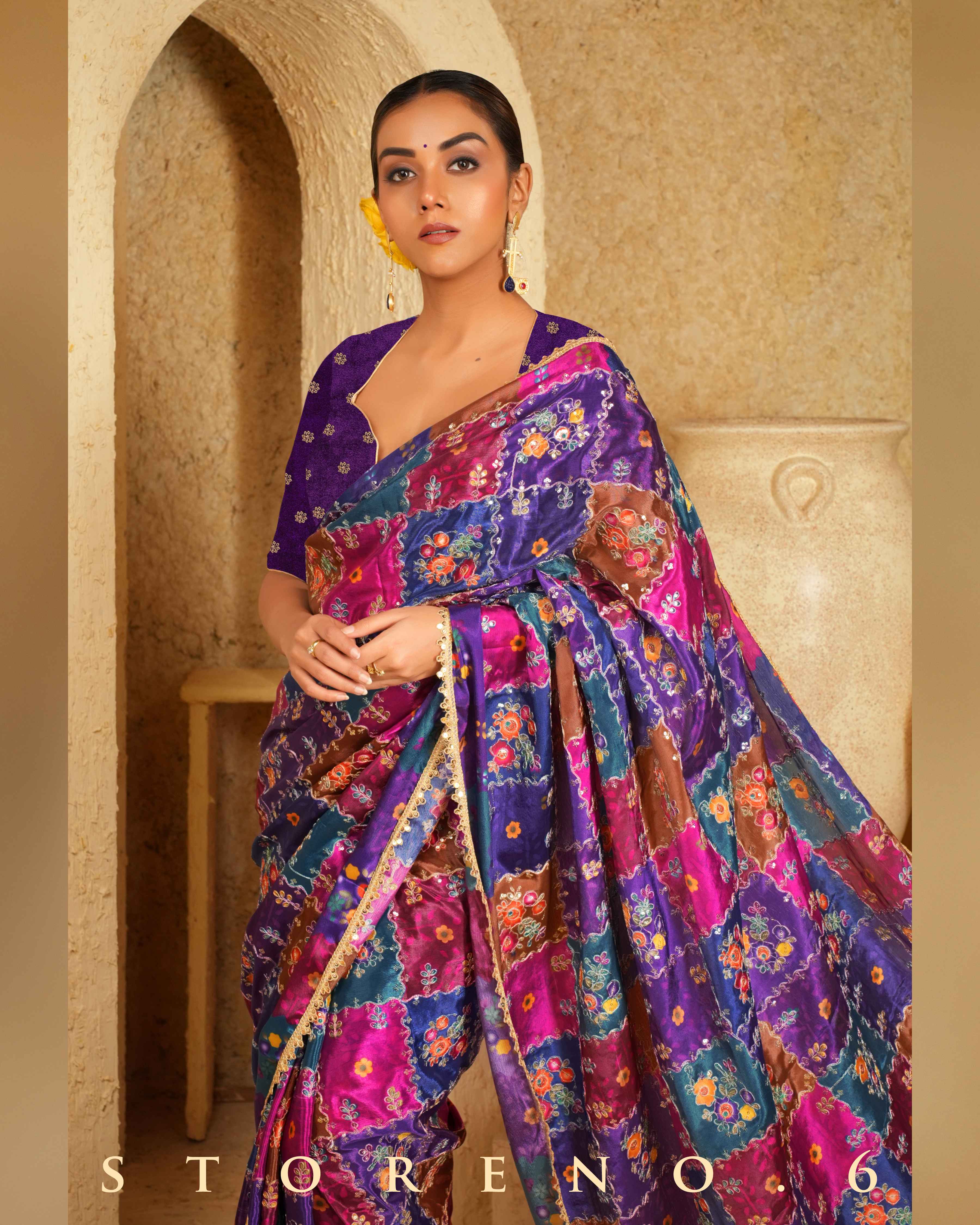RAISIN RHAPSODY SAREE WITH PLUM PULSE BLOUSE