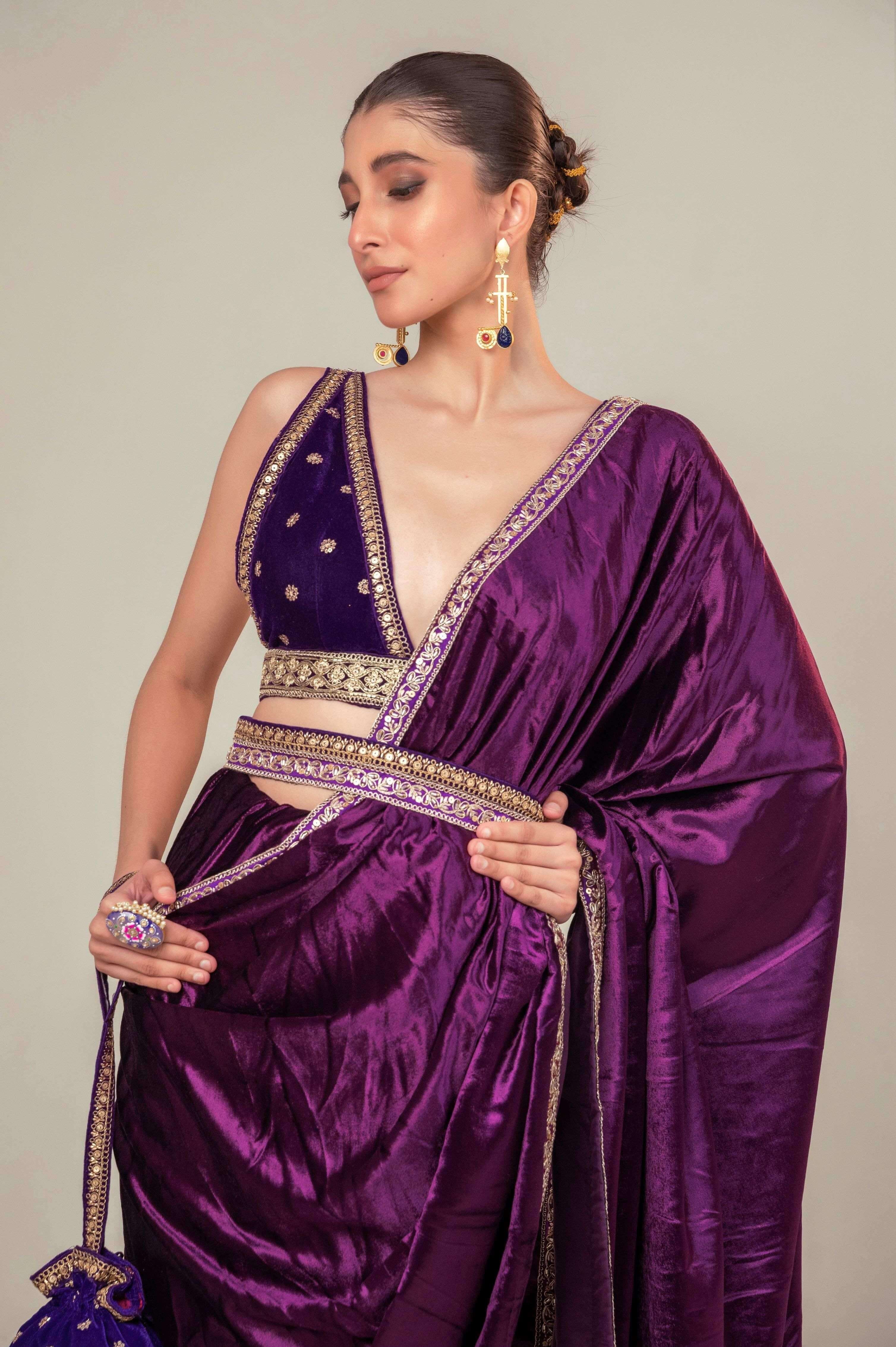 POP PALETTE SAREE WITH BERRY BLINK BLOUSE.