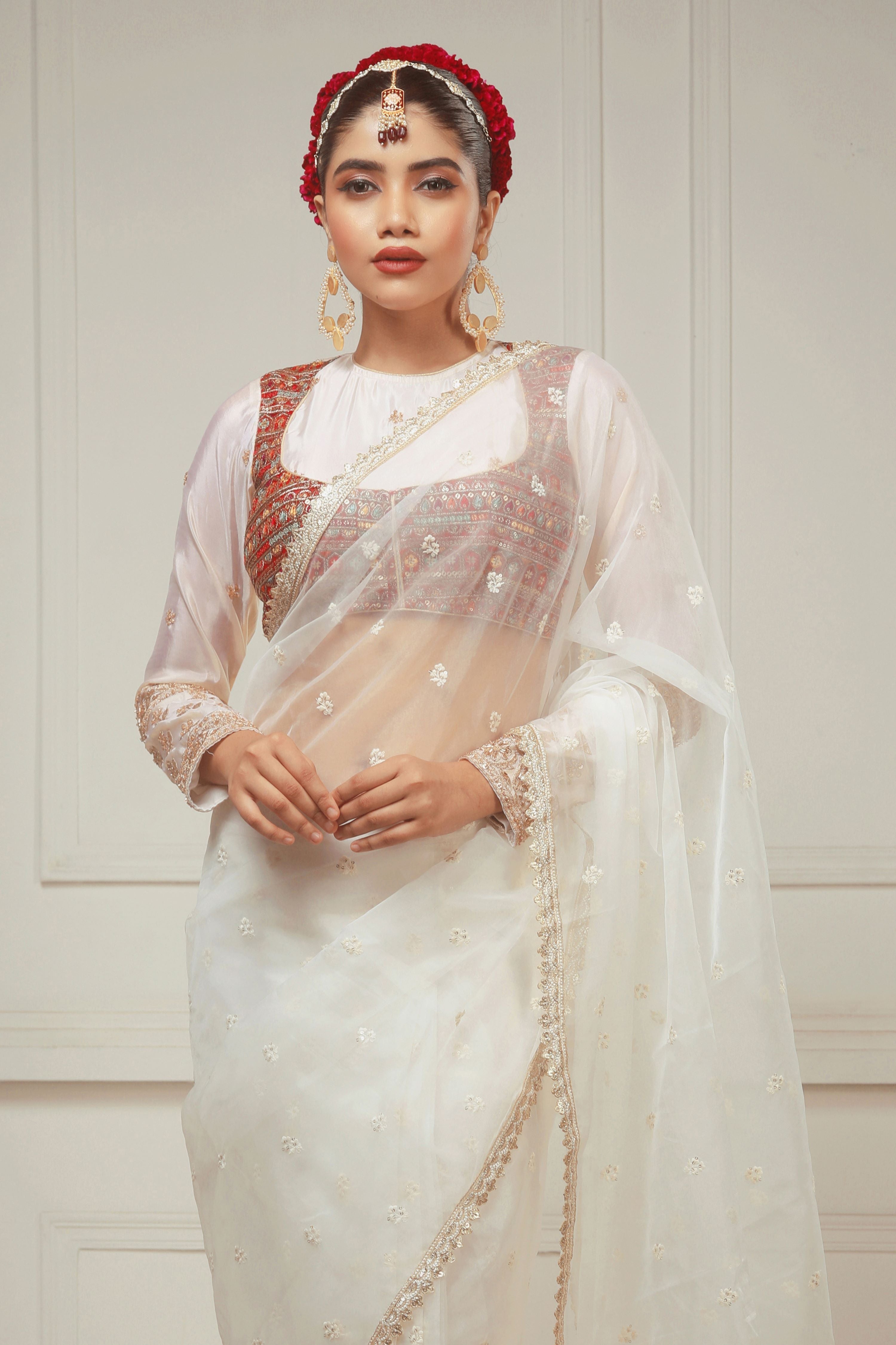 VANILLA SKY SAREE WITH VANILLA MUSE CLASSIC BLOUSE
