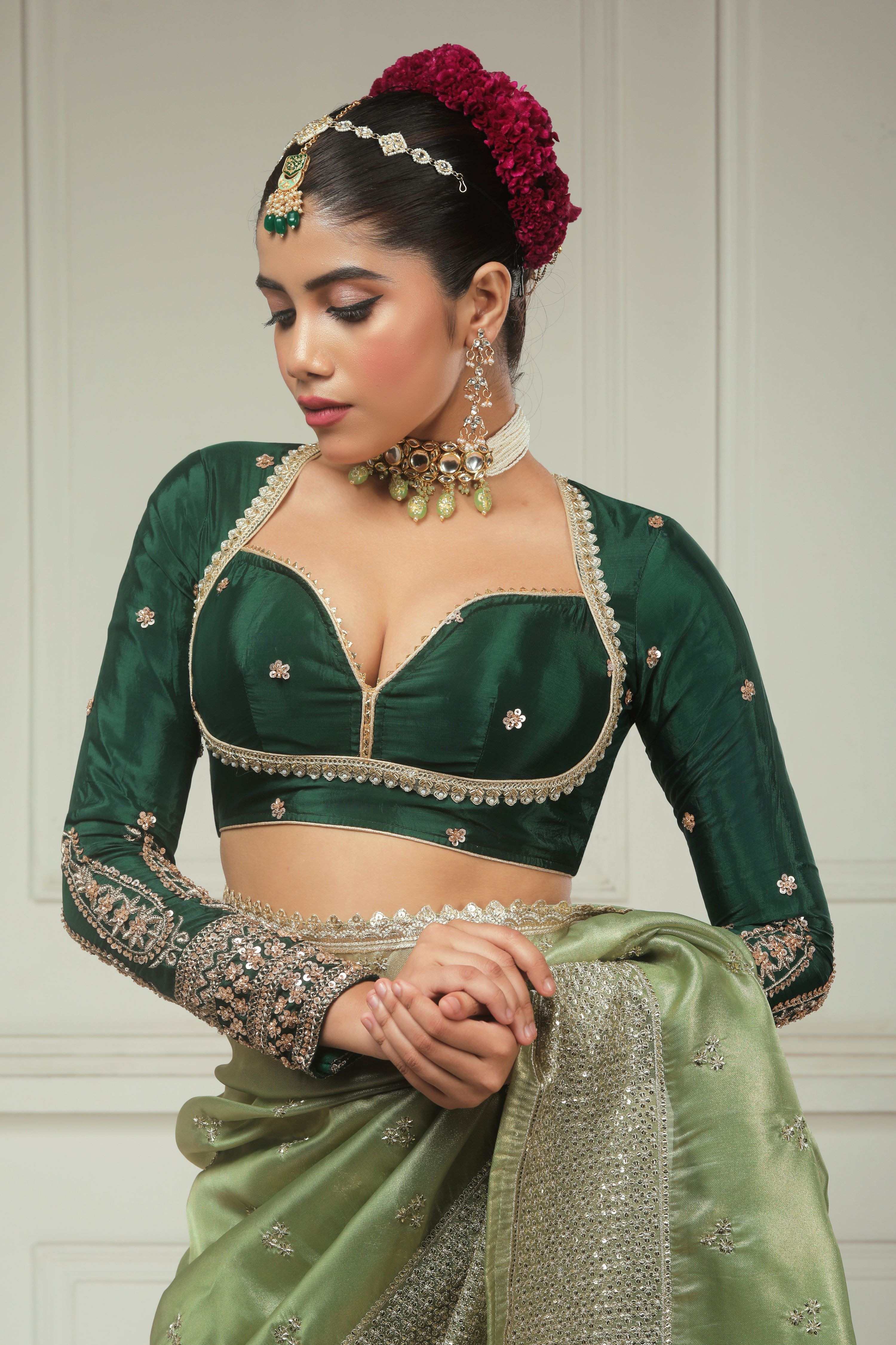 SAGE FANTASY SAREE WITH JEWEL LUXE BLOUSE