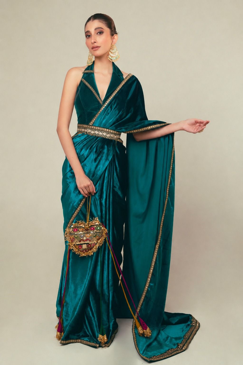 TEAL TEMPT SAREE WITH TEAL THRILL BLOUSE